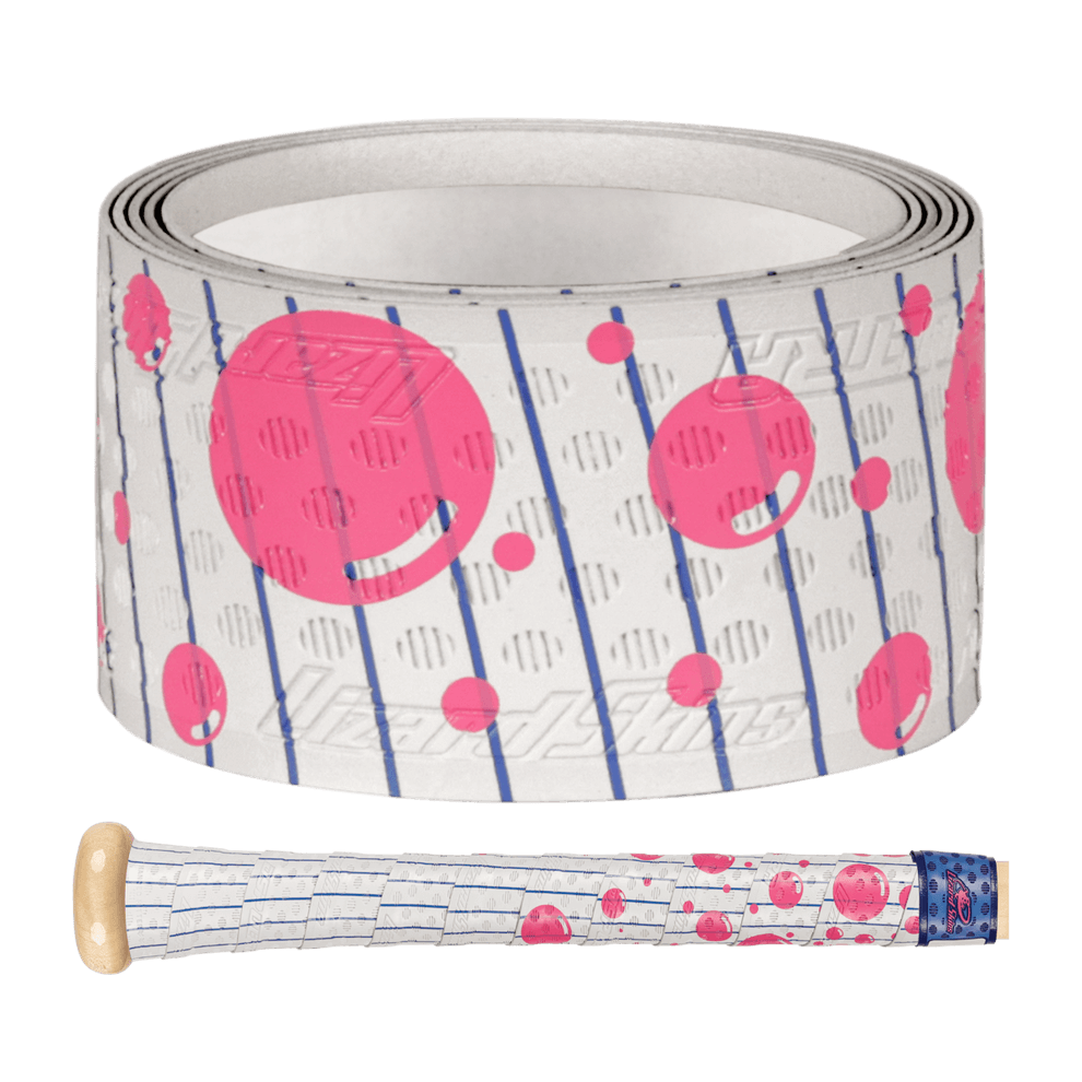 Lizard Skins DSP Ultra Bat Grip in Dugout Bubble design featuring pink and white pattern for enhanced grip and performance.