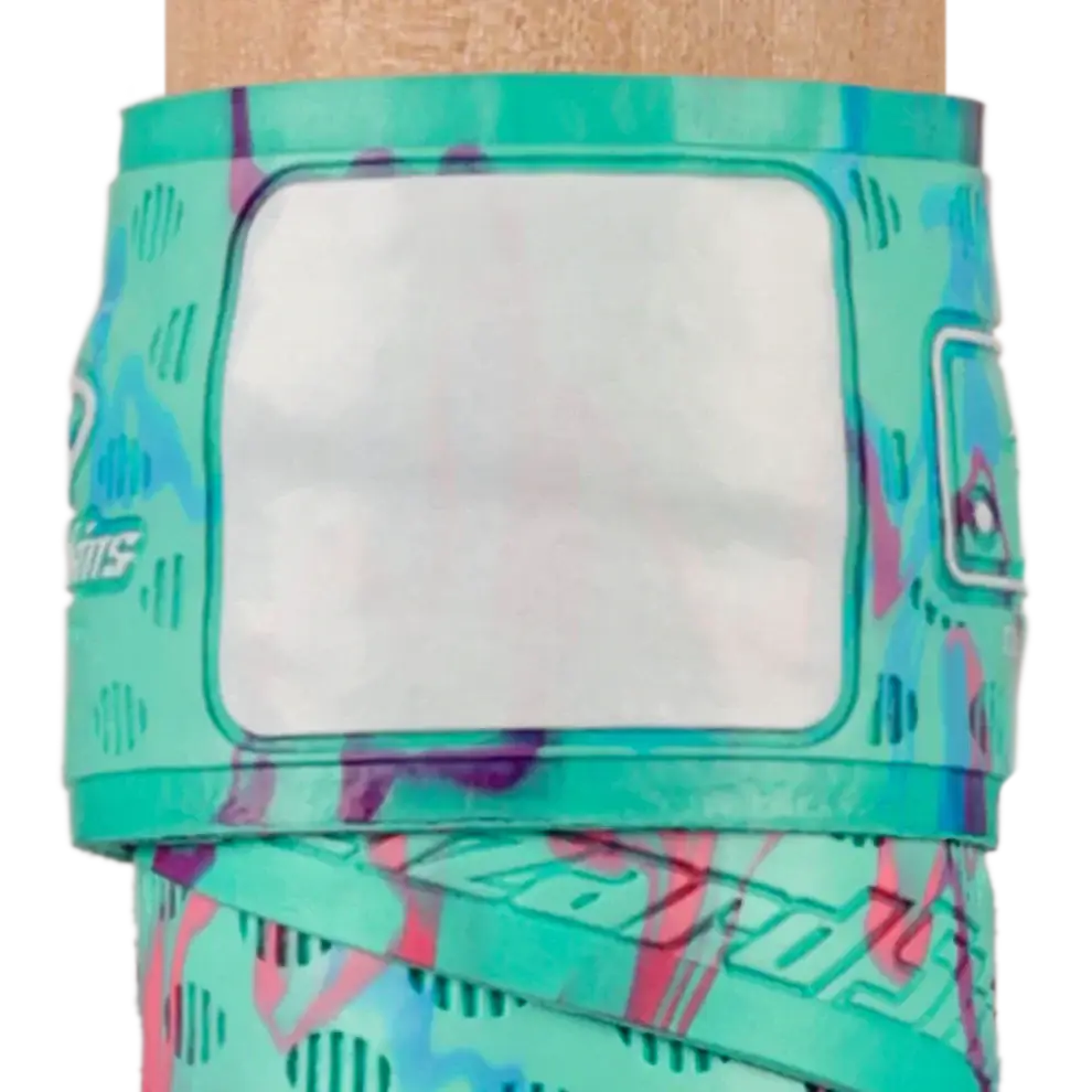 Lizard Skins DSP Ultra Bat Grip in Coral Camo detail showcasing multi-directional ridges and premium adhesive for better performance.