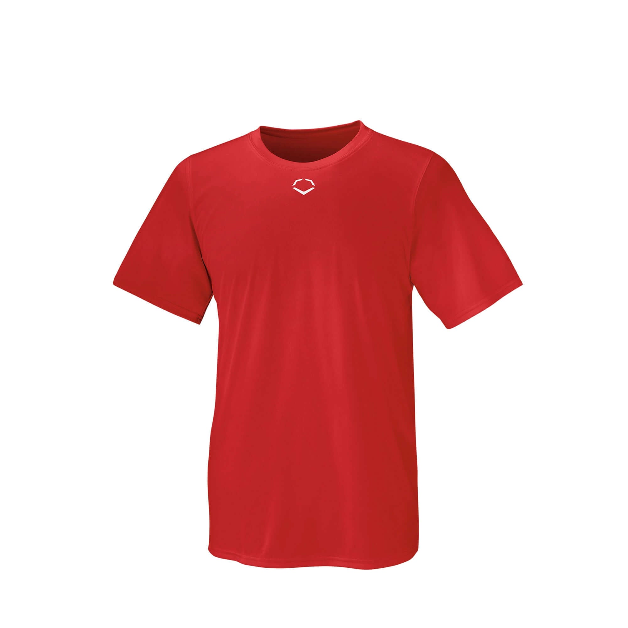 Evoshield Adult E306 Tech Tee in Scarlet, lightweight moisture-wicking shirt, crew neck design, versatile workout apparel.