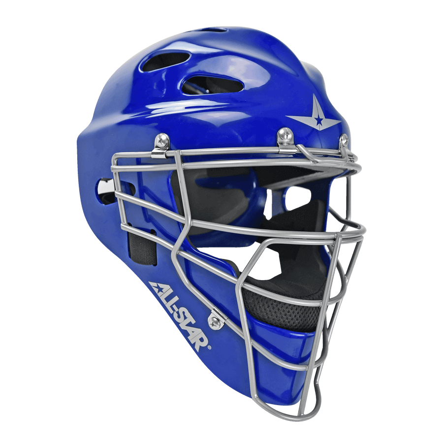 All-Star Top Star catcher's helmet in blue with professional mask design for youth ages 12-16.