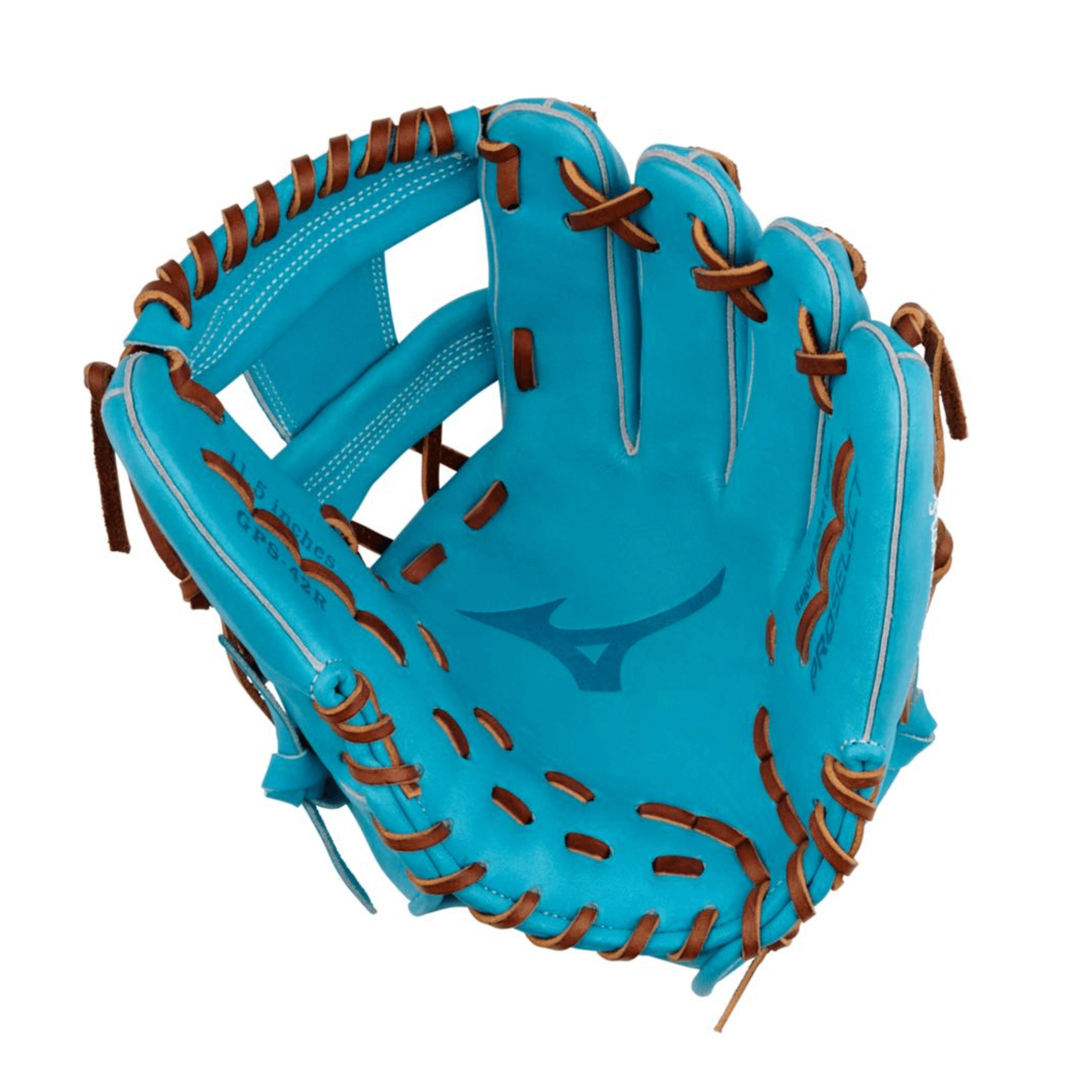 Palm view of Mizuno GPS-42R Pro Select 11.5" RH glove showcasing high-quality Steerhide leather and center pocket design