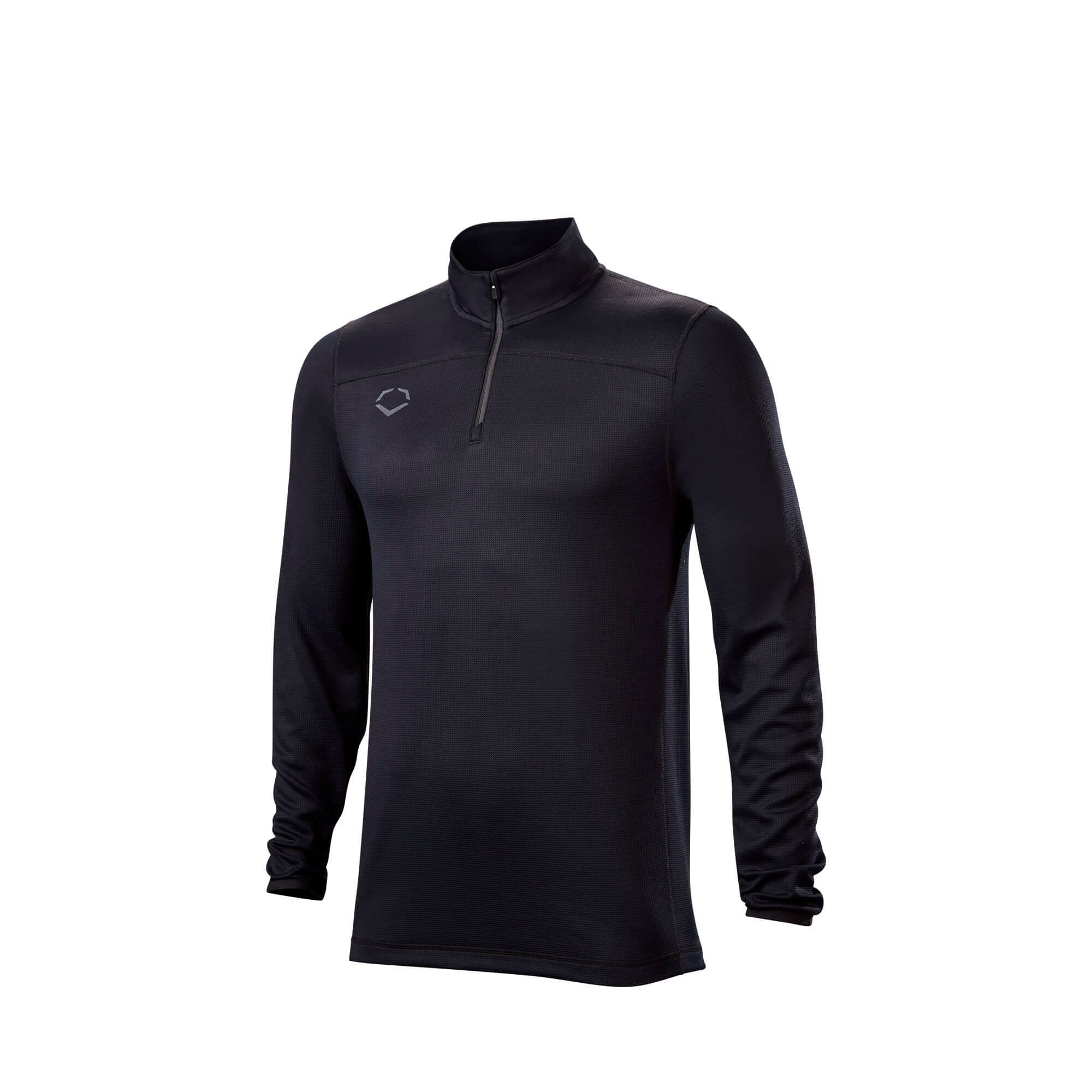 Evoshield Men's Lightweight 1/4 Zip Pullover in Black for athletic layering and comfort during sports activities.