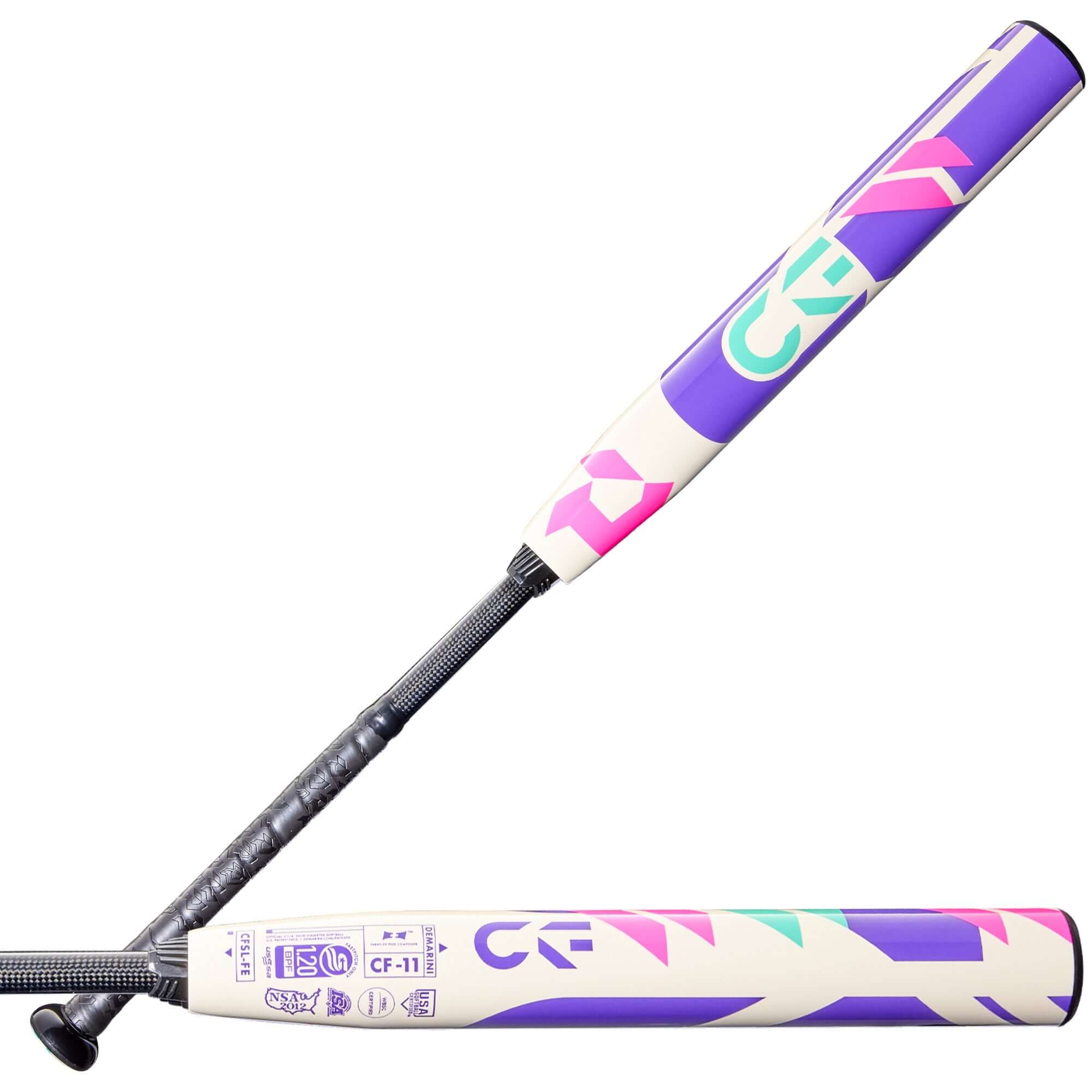 2026 DeMarini CF FP FE (-11) fastpitch softball bat with Paraflex Plus Composite Barrel for young players.