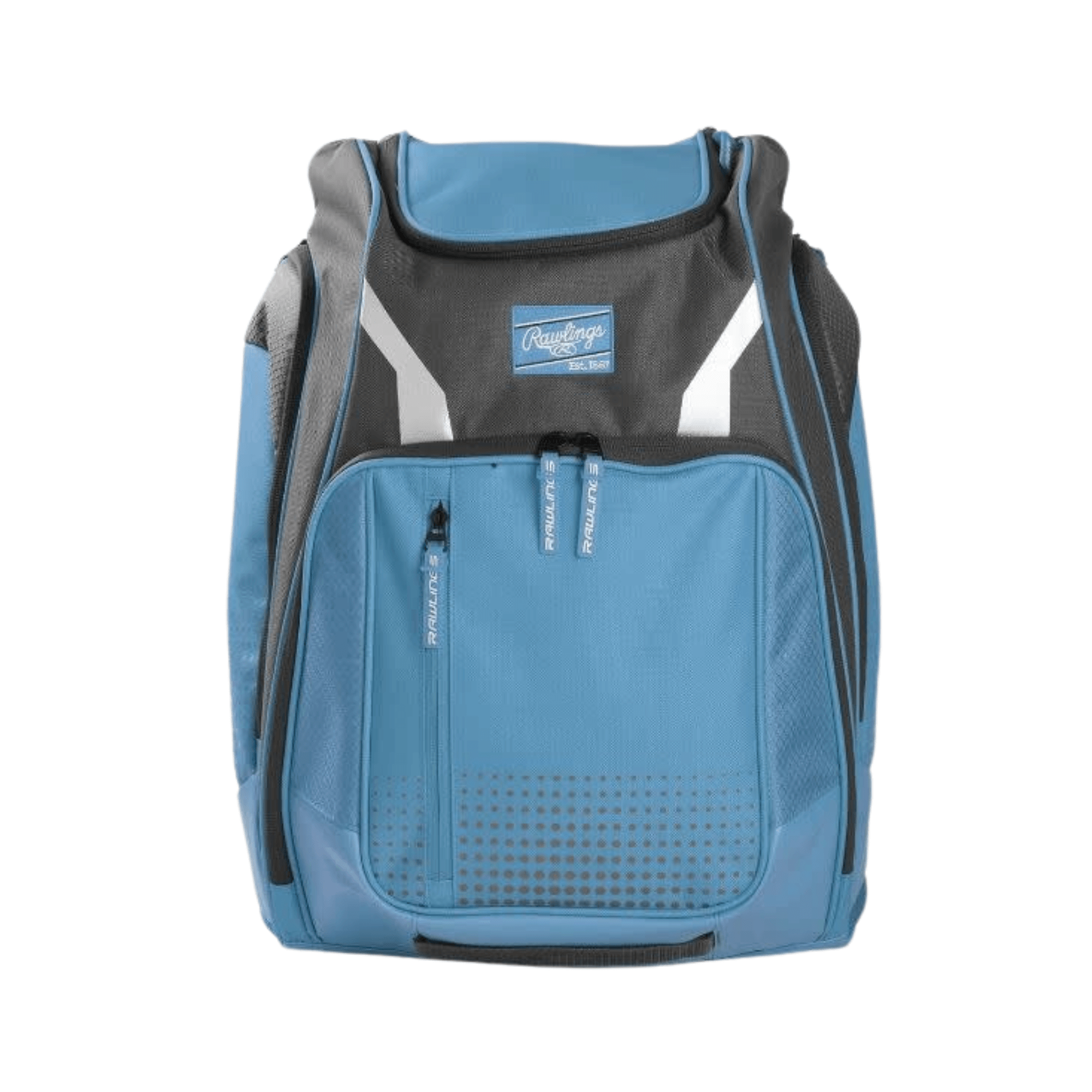 Rawlings P-Legion backpack with large main compartment converted into a game-time shelf.