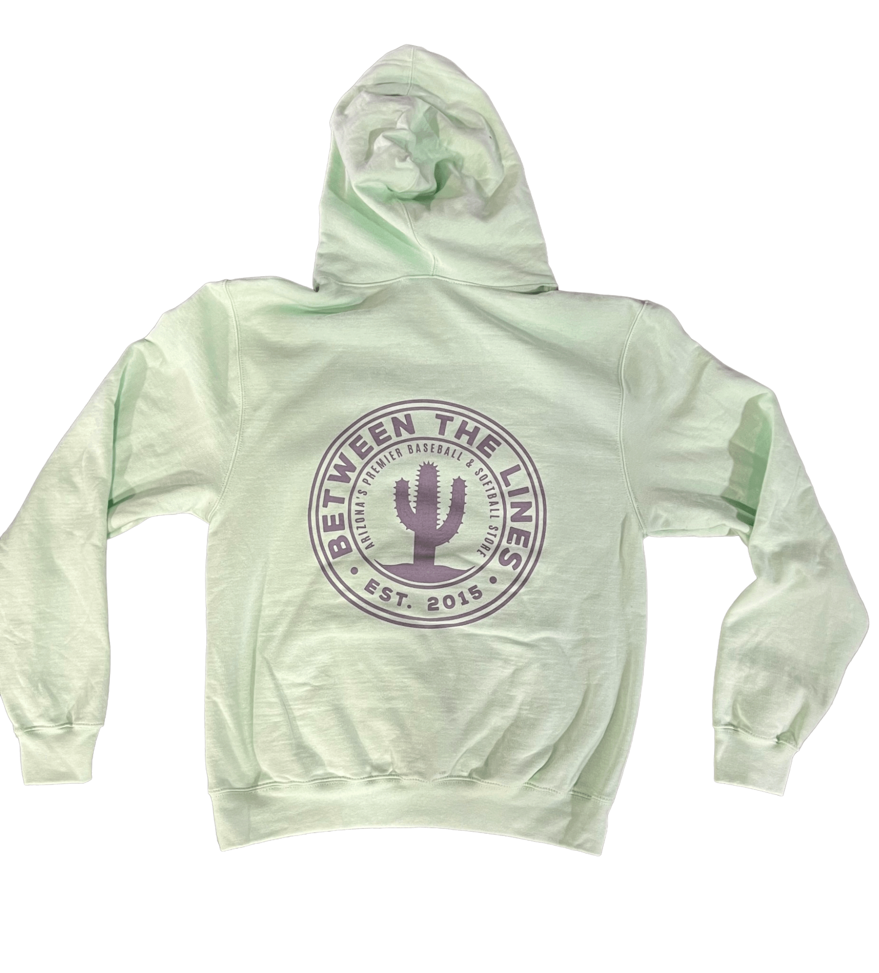 Between The Lines Cactus Hoodie in light green with cactus graphic and drawstring hood, perfect for comfort and style.