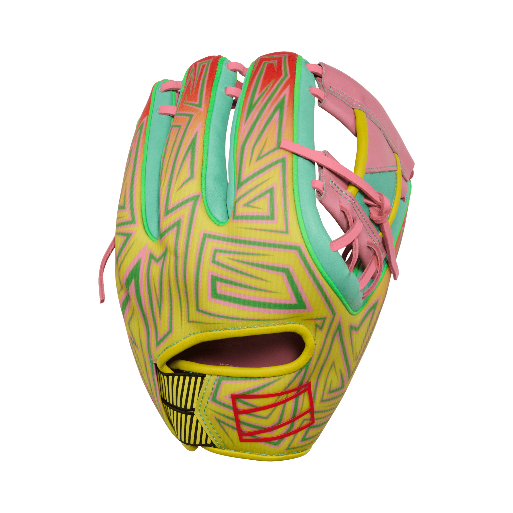 Back View of Rawlings REV1X Series Infield Baseball Glove 11.5 Inch - Pink and Yellow