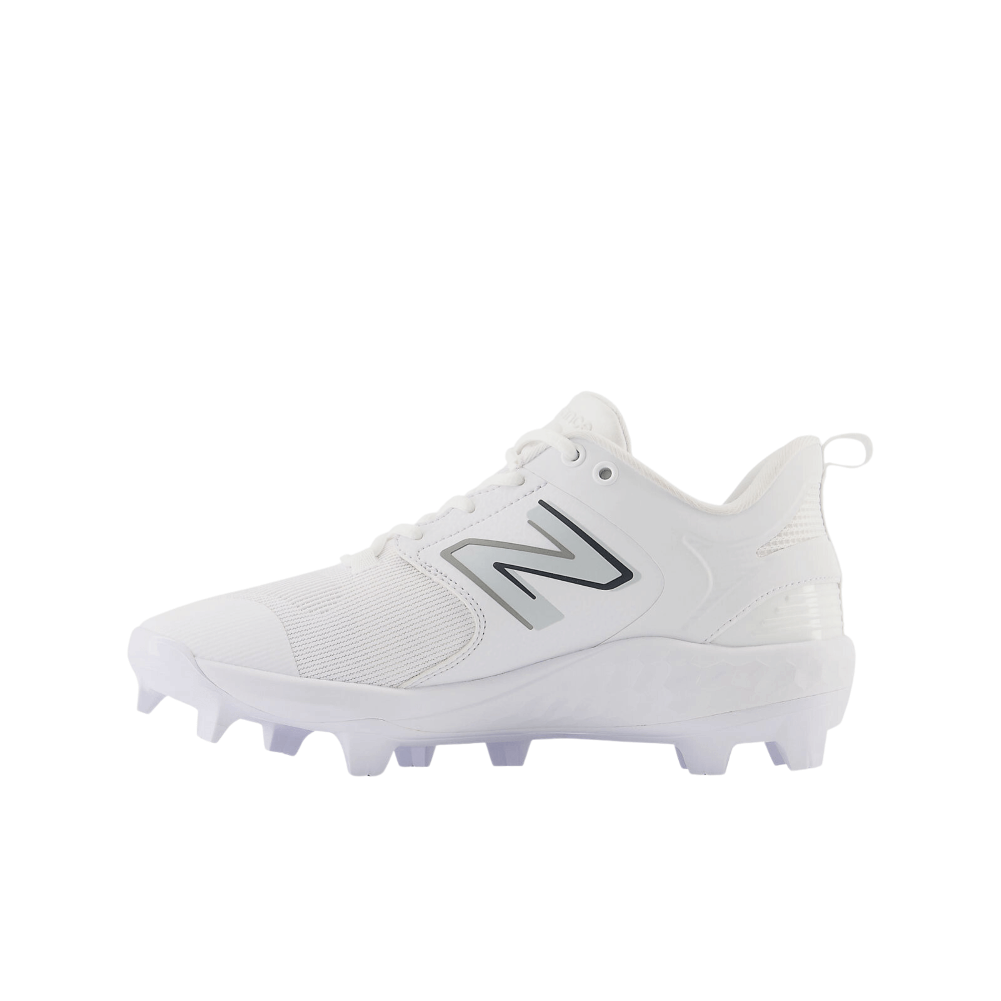 New Balance Fresh Foam 3000 v6 Molded baseball cleats in white, designed for optimal comfort and performance on the field.