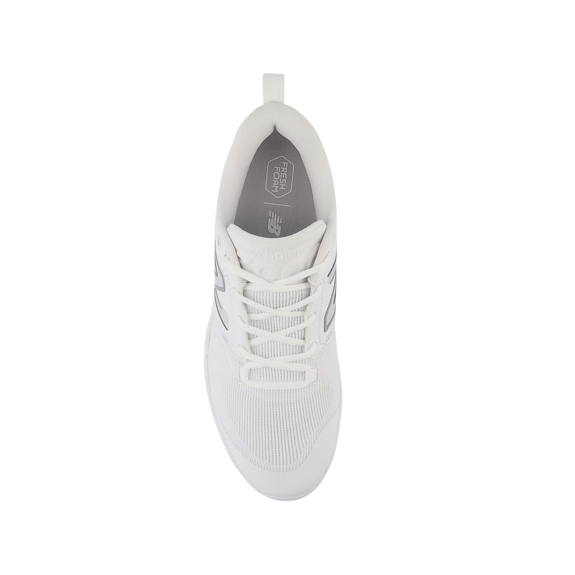 New Balance Fresh Foam 3000 v6 Molded shoe in white, showcasing its sleek design and comfortable fit from the top view.