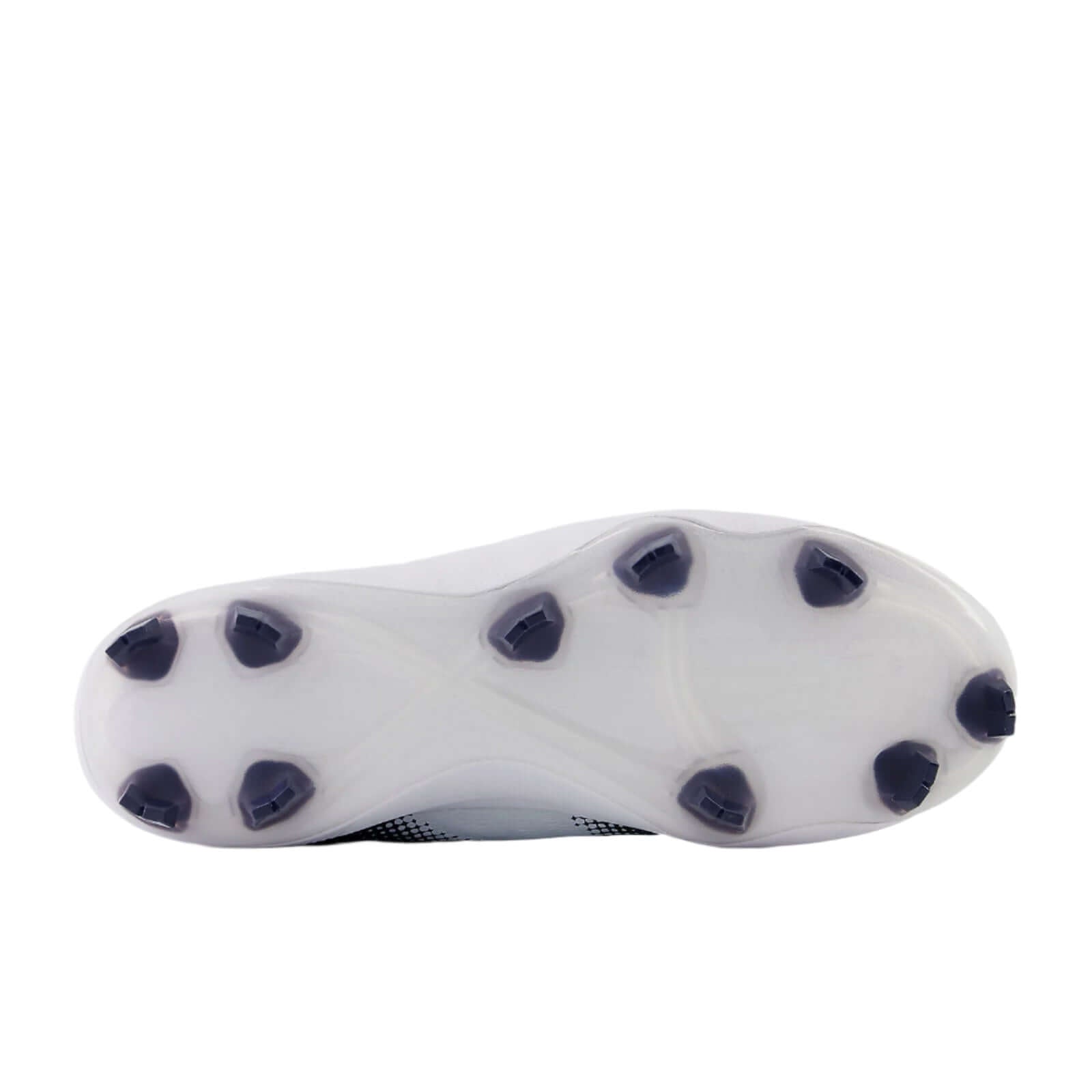 Sole of New Balance FuelCell 4040v7 Cleats, showing the TPU molded plate for enhanced traction on diamond surfaces.