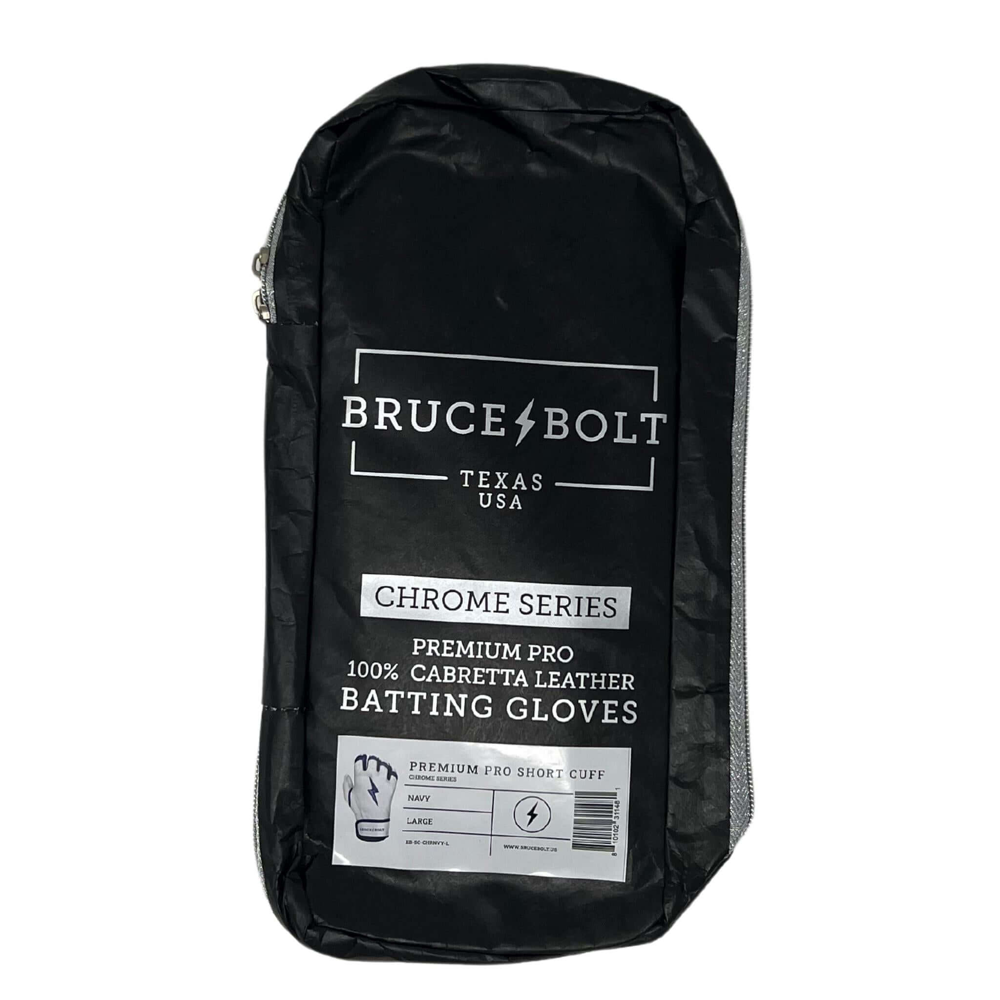 Bruce Bolt Youth Premium Pro Chrome Short Cuff Batting Gloves Navy