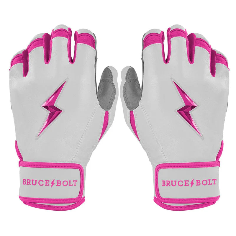 Bruce Bolt Youth Premium Pro Chrome Short Cuff Batting Gloves - Pink