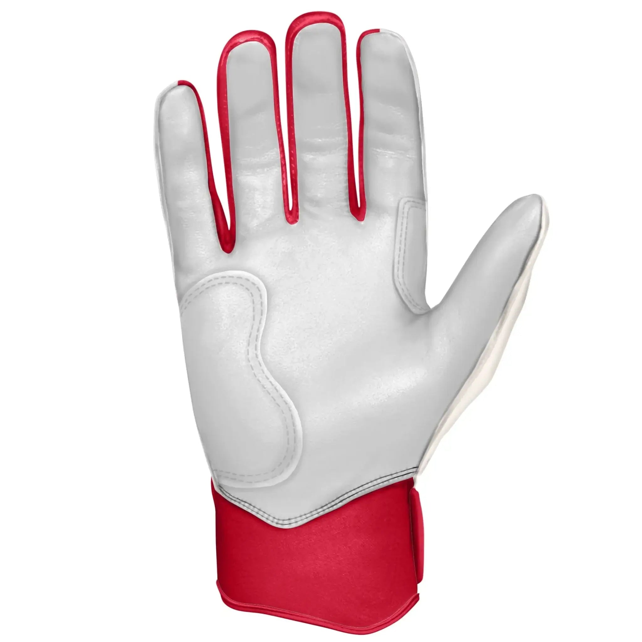 Bruce Bolt Youth Premium Pro Chrome Short Cuff Batting Gloves in Red, featuring soft Cabretta leather and ergonomic design.