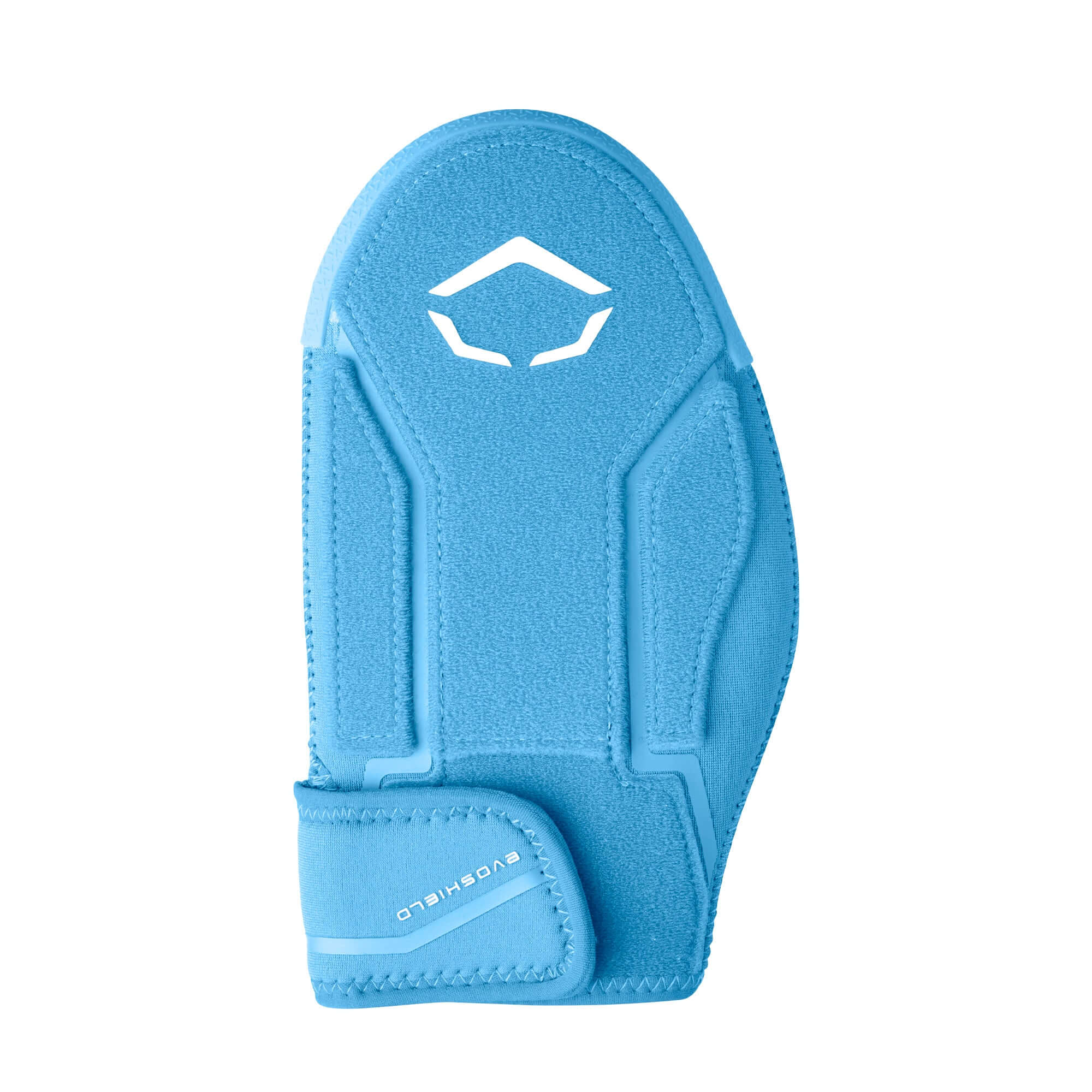 Evoshield Shorty Sliding Mitt 2.0 top view, blue with white logo and adjustable wrist strap