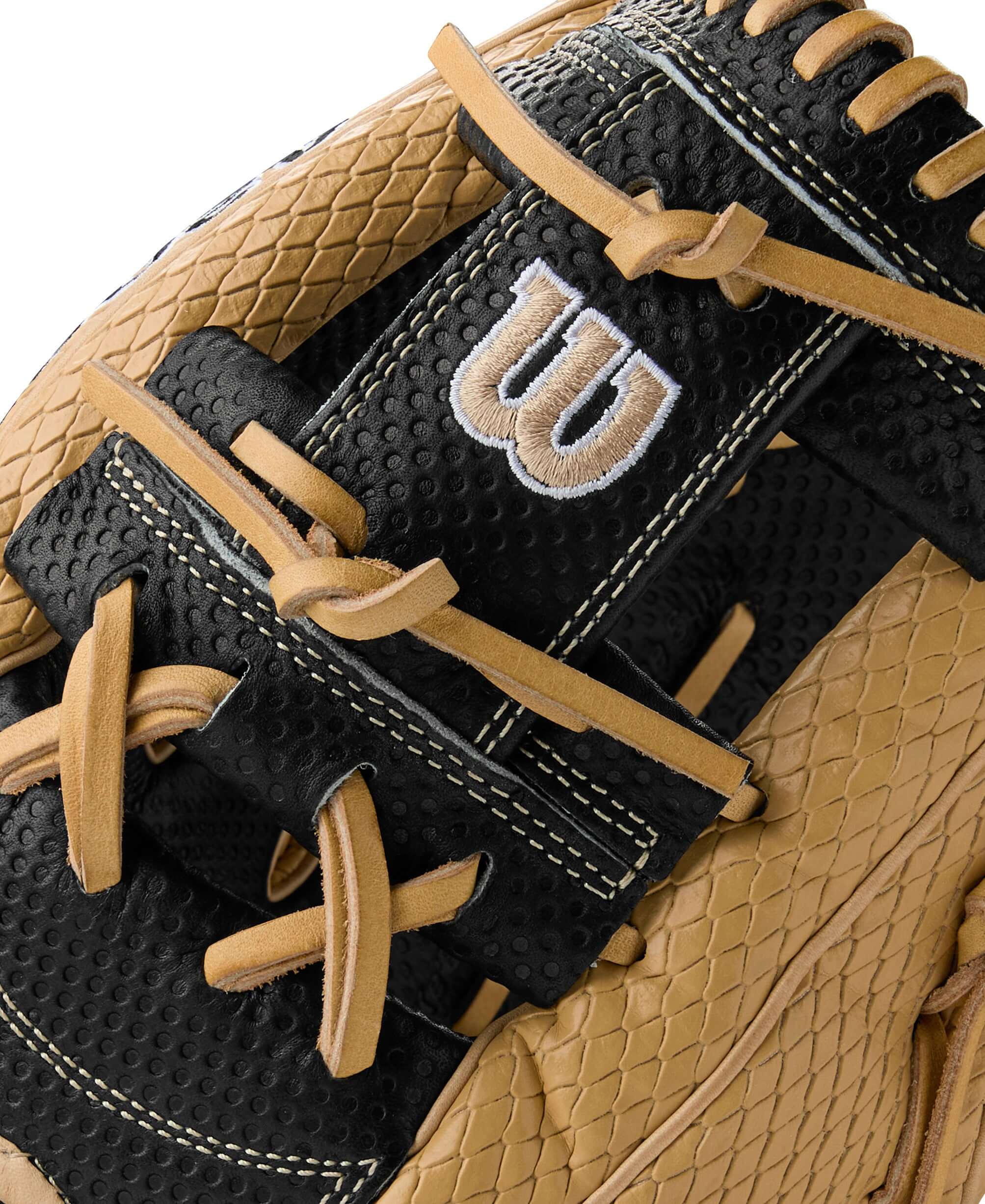 Detailed image of the web design on Wilson A2000 KBH13, integrated with Spin Control Technology for better grip.