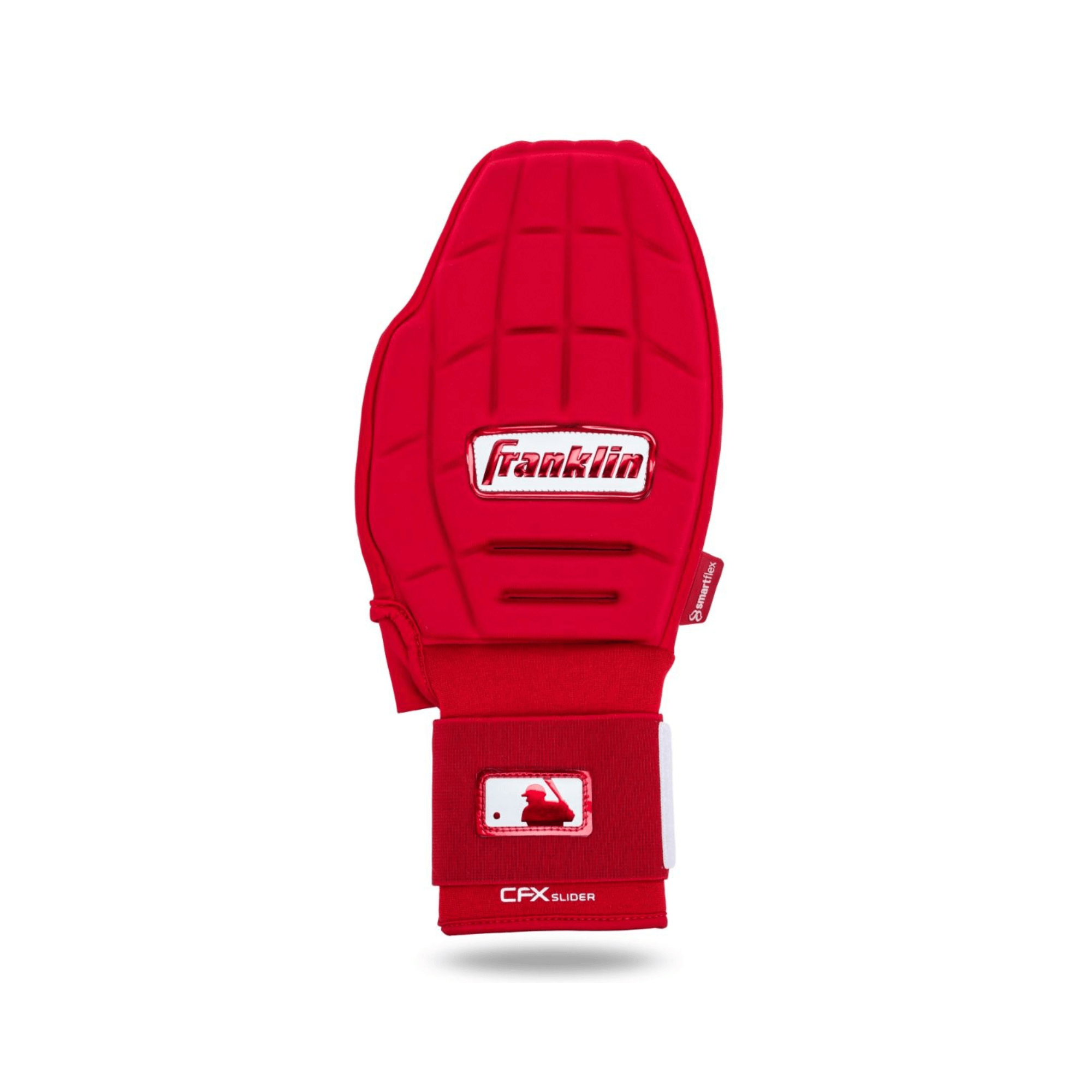 Franklin CFX PRT Protective Sliding Mitt in red, designed for baseball and softball players to protect hands while sliding.