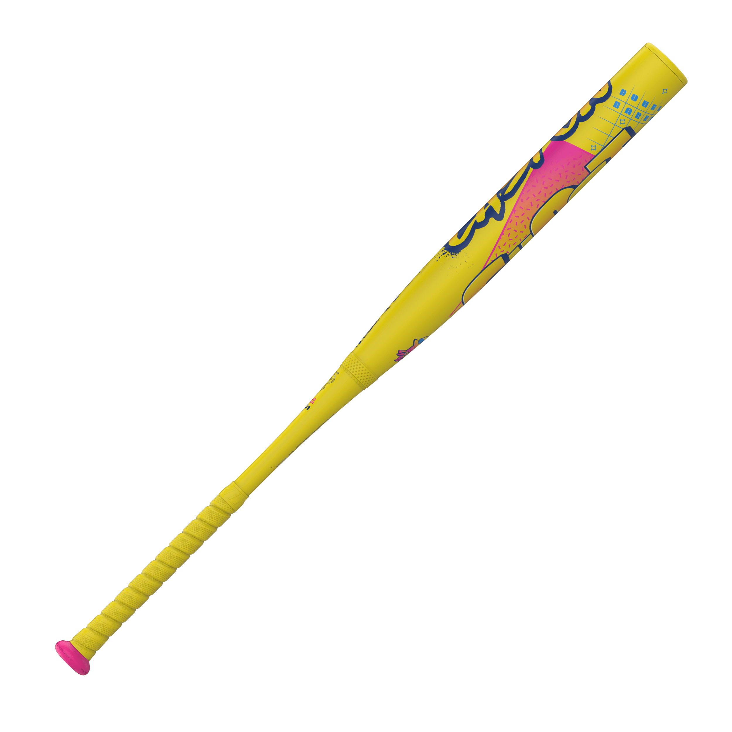 Easton Ghost Advanced (-10) Fastpitch Softball Bat side profile with yellow barrel and pink end cap.