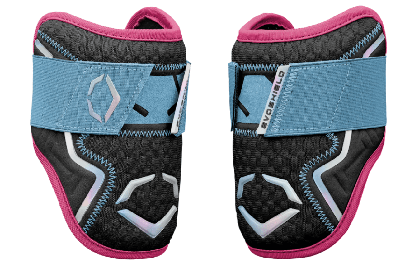 Evoshield PRO-SRZ 2.0 Batter's Elbow Guard Limited Edition Galaxy featuring a sleek black and pink design and Gel-to-Shell technology.