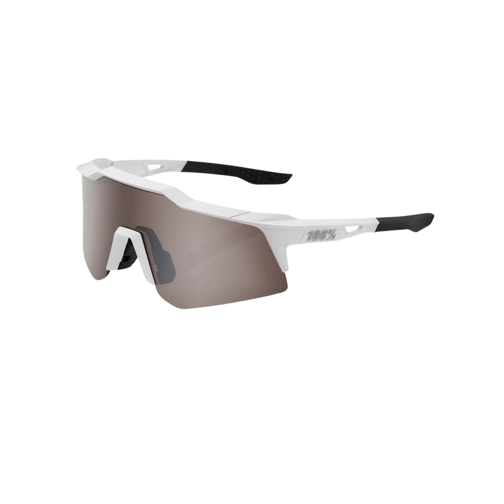 100% Speedcraft XS Matte White sunglasses with HiPER Silver Mirror Lens, designed for small faces and young athletes.