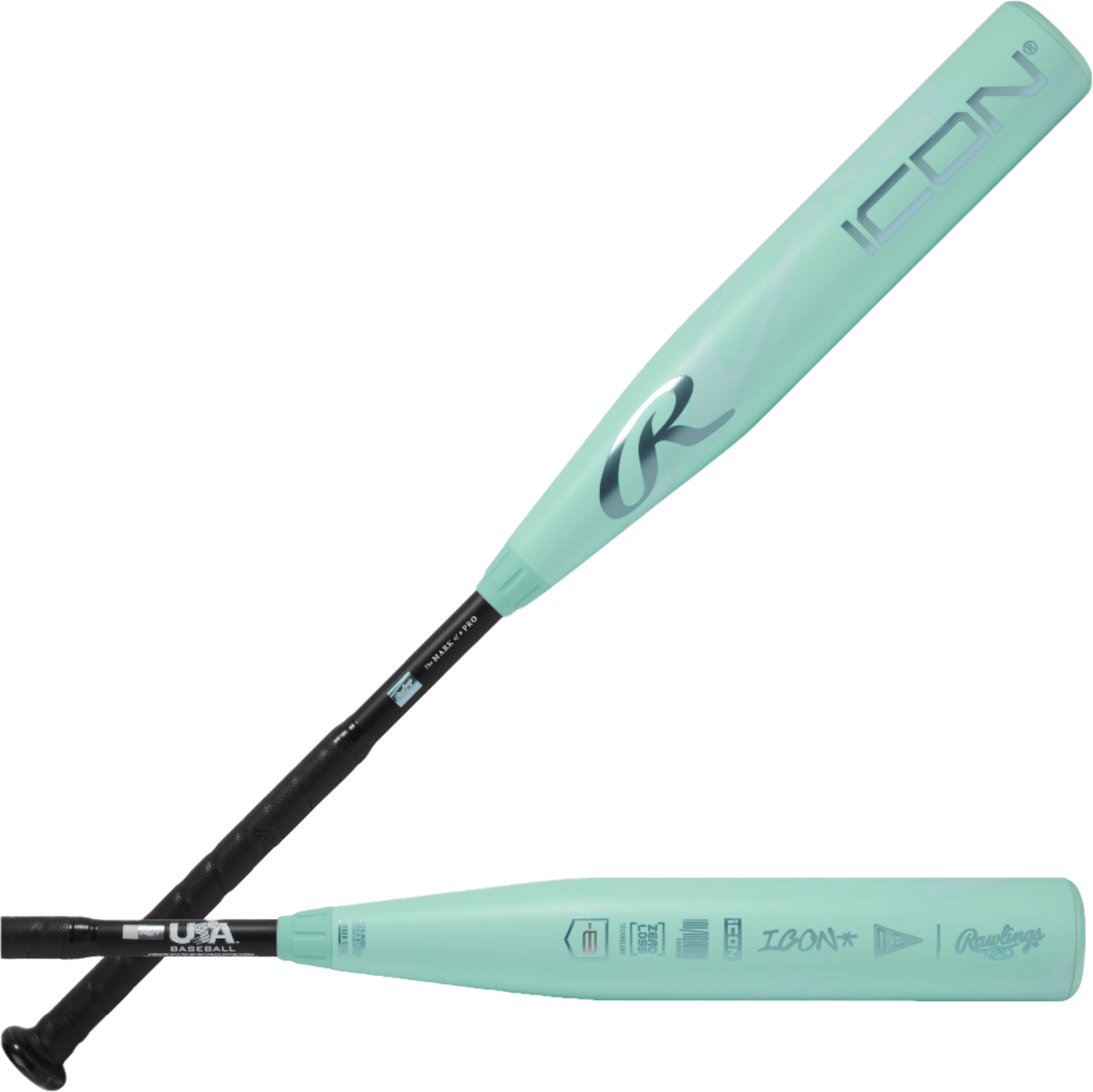 2026 Rawlings Icon -8 USA Baseball Bat shown from front and back with bold graphics and 2-piece composite construction