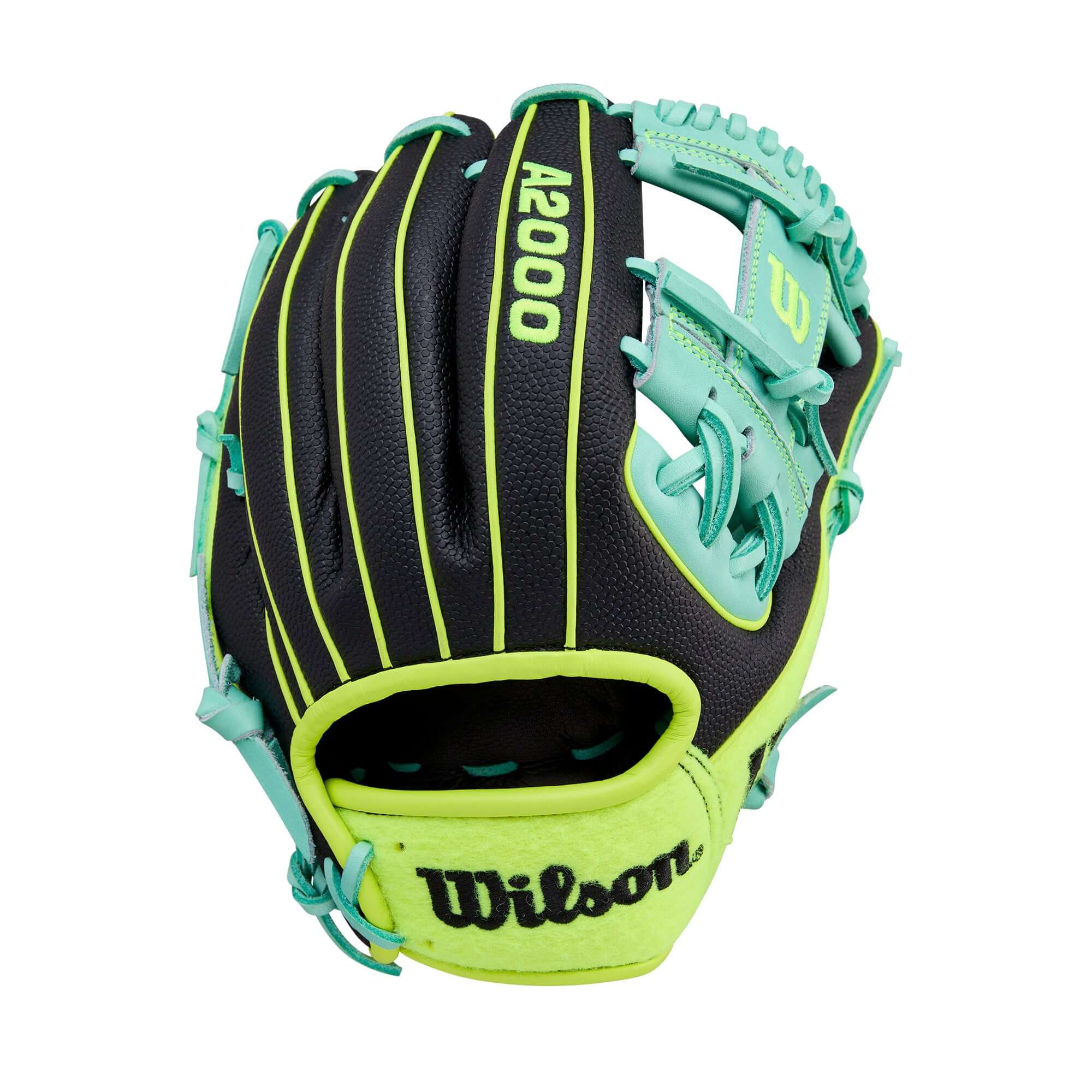 Wilson 2025 Tennis A2000 1786SS 11.5” glove back view with black SuperSkin and Pro Stock leather.