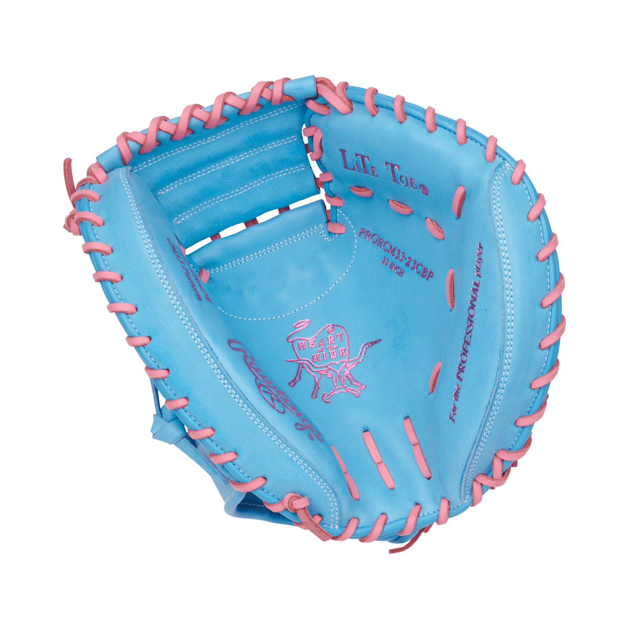 Palm view of Rawlings Heart of the Hide Catchers Mitt showcasing 1-piece solid web"