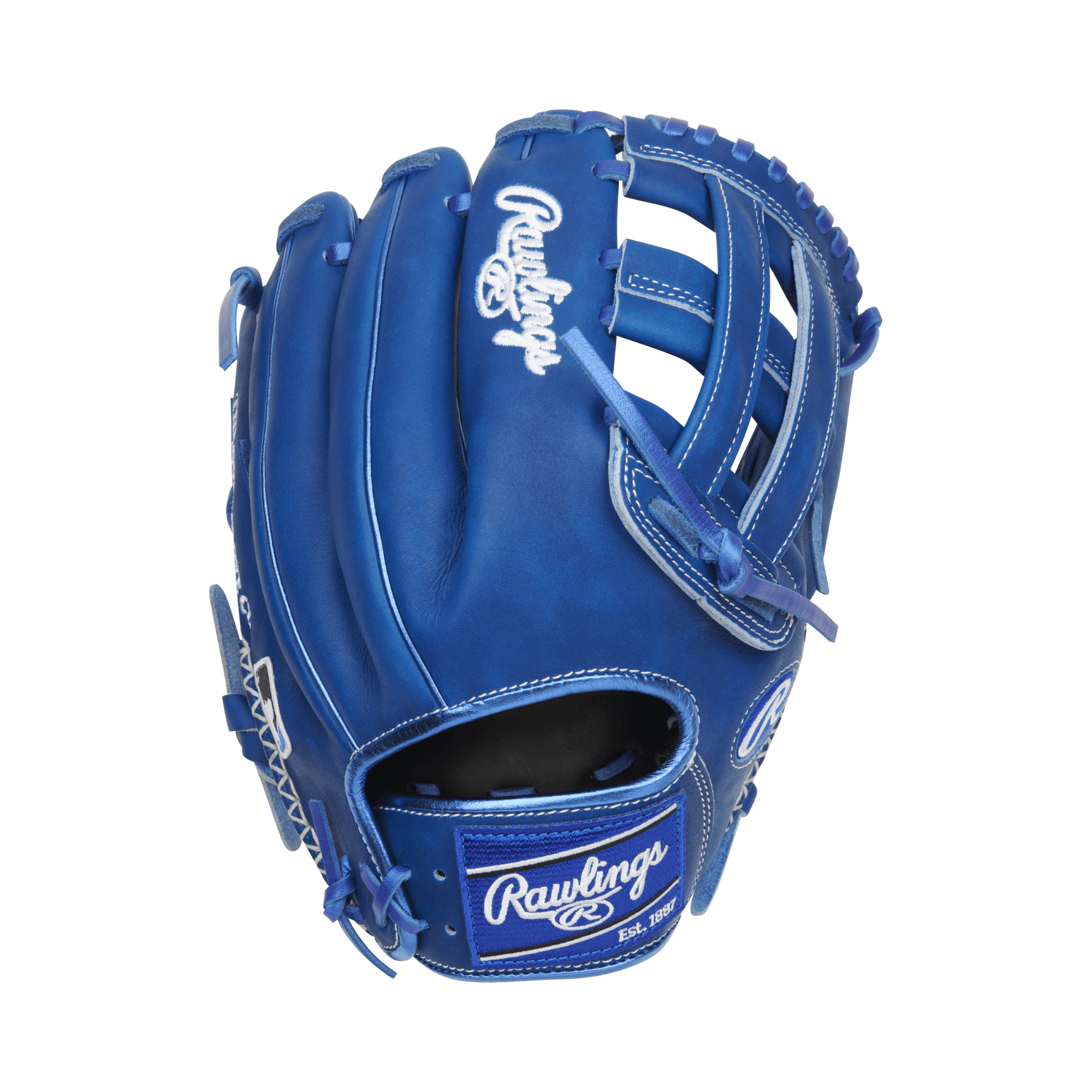 Rawlings Heart Of the Hide Color Sync 8.0 glove in royal blue, 12.25 inches, designed for multi-positional play.