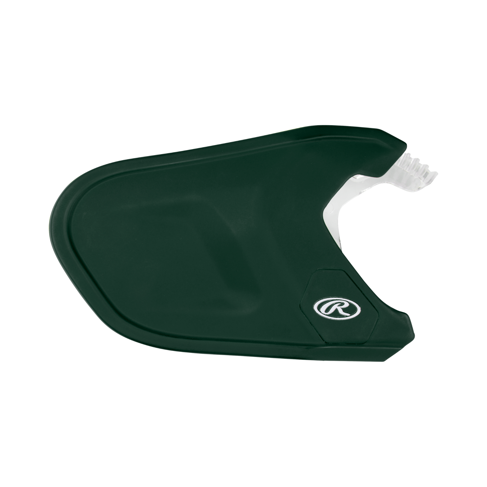 Rawlings Matte Adjustable Jaw Guard for right-handed batters, providing enhanced facial coverage and customizable fit.