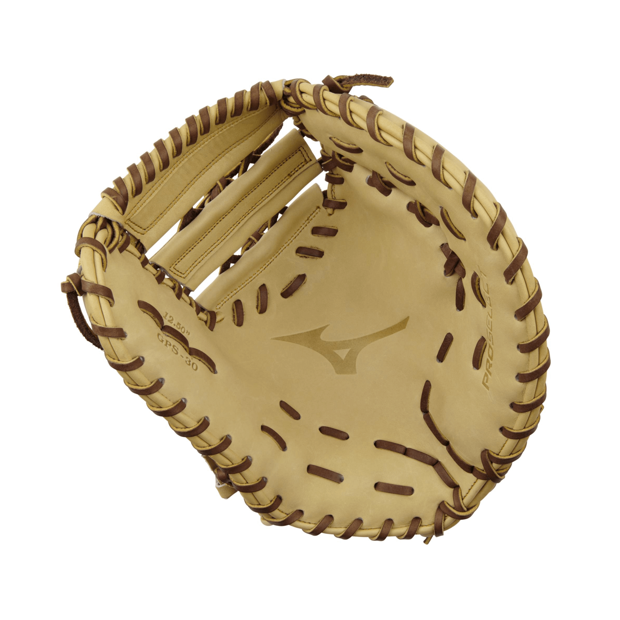 Palm view Mizuno GPS-30 Pro Select 12.5" First Base Mitt Baseball Glove RH Camel pro-level comfort fit