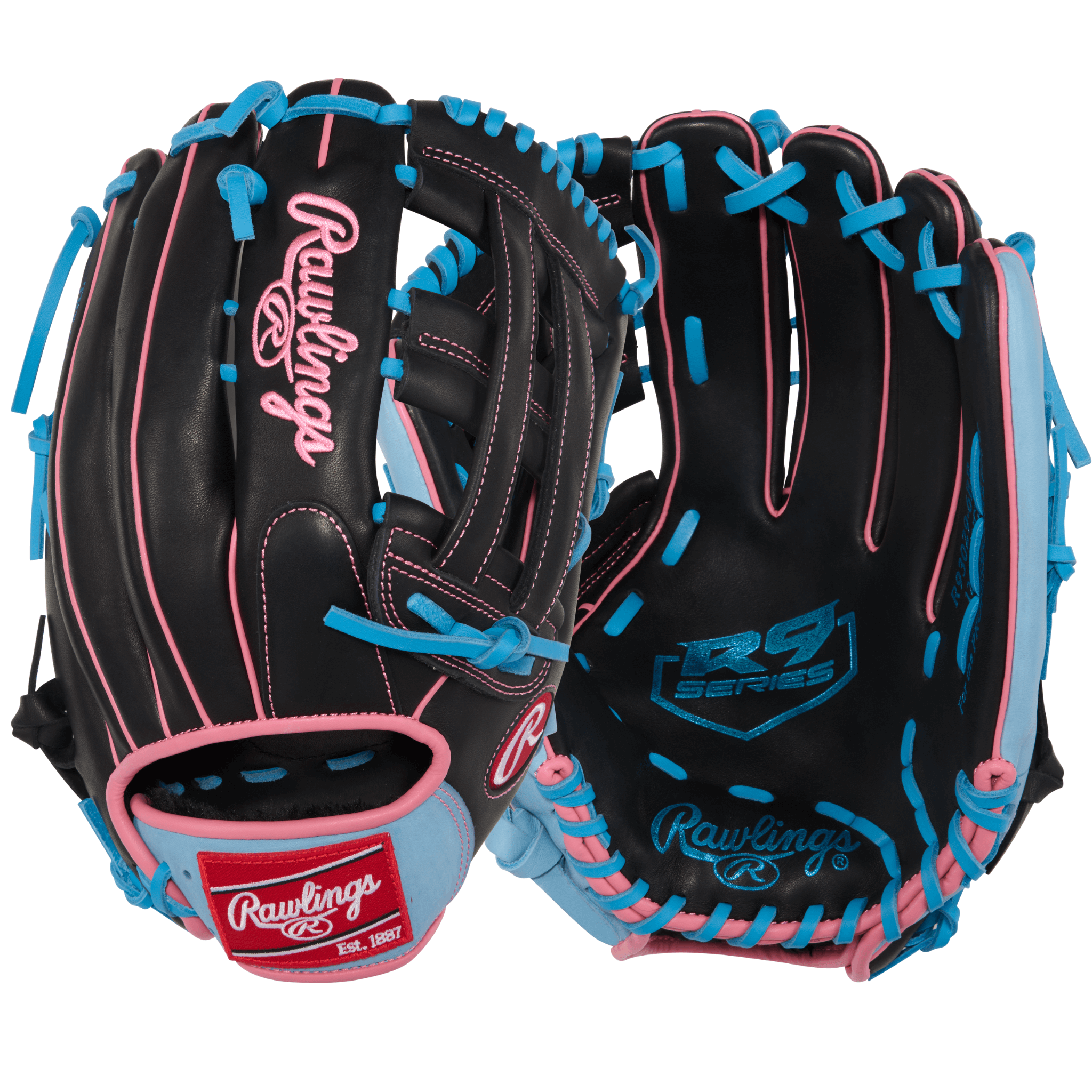 Rawlings R9 12.75" Outfield Glove Back and Palm View