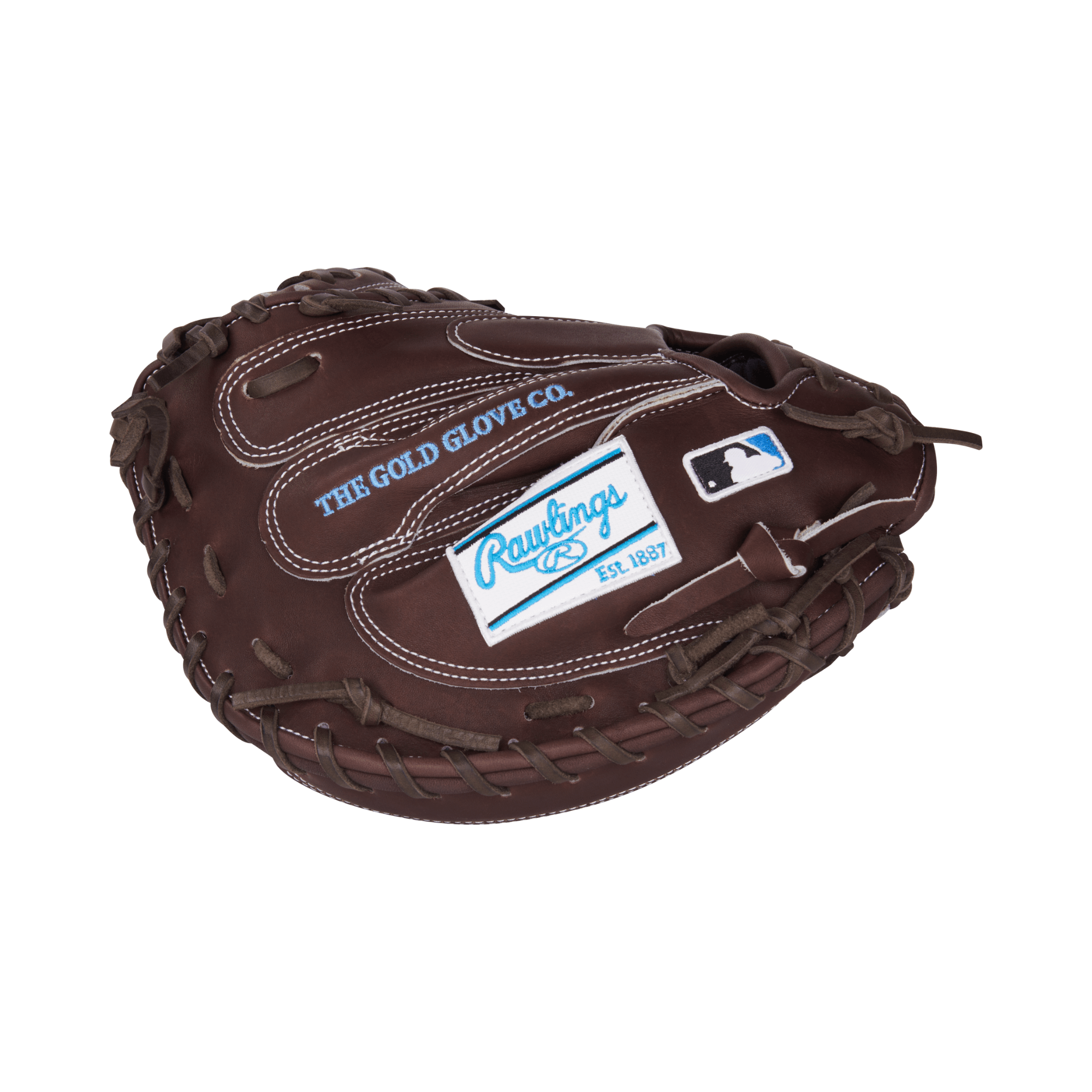 Rawlings Heart of the Hide Catcher's Mitt 33.5" in chocolate leather, featuring the Gold Glove logo and MLB branding.