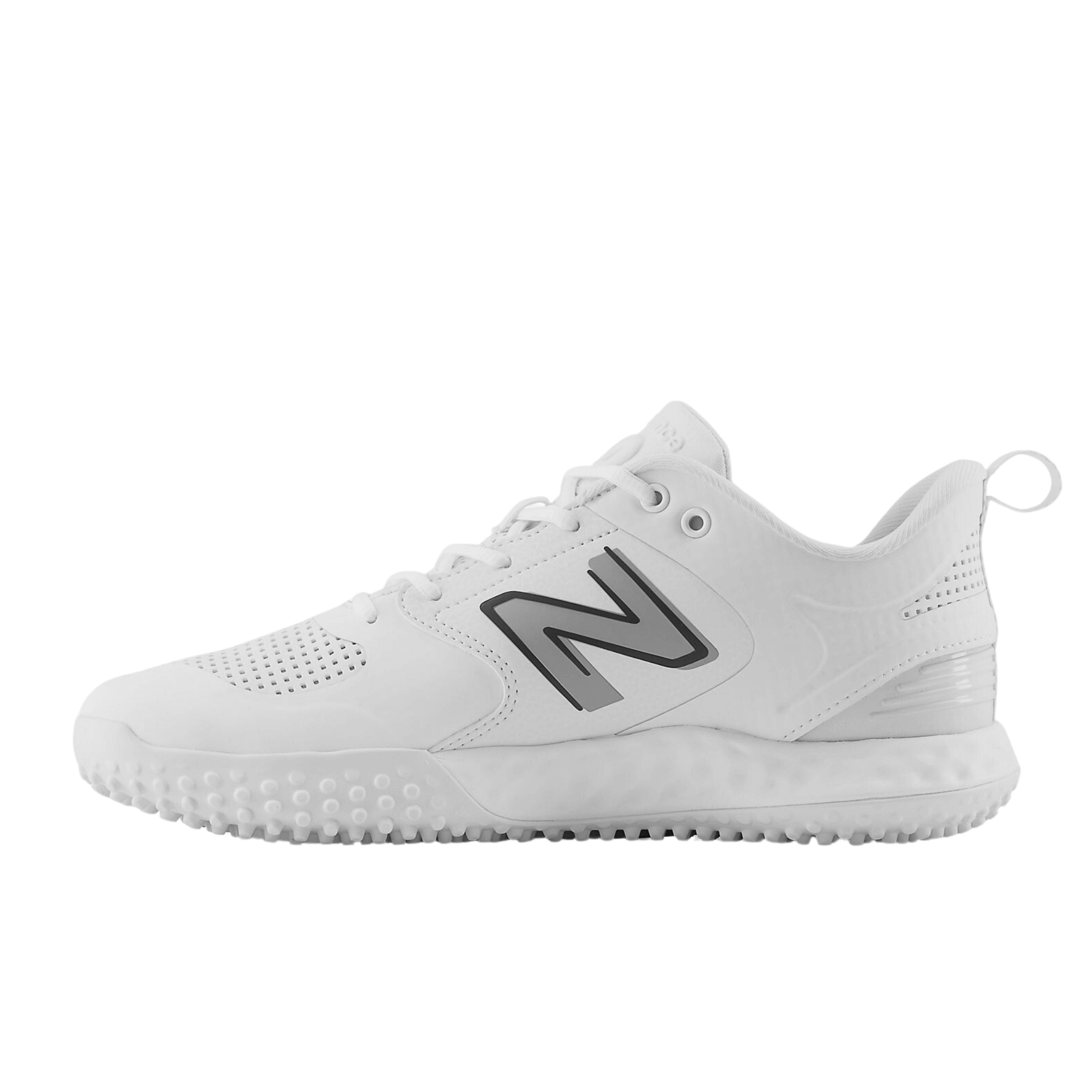 New Balance Fresh Foam 3000 v6 Turf Trainer in white, featuring perforated synthetic upper and nubbed rubber outsole for traction.