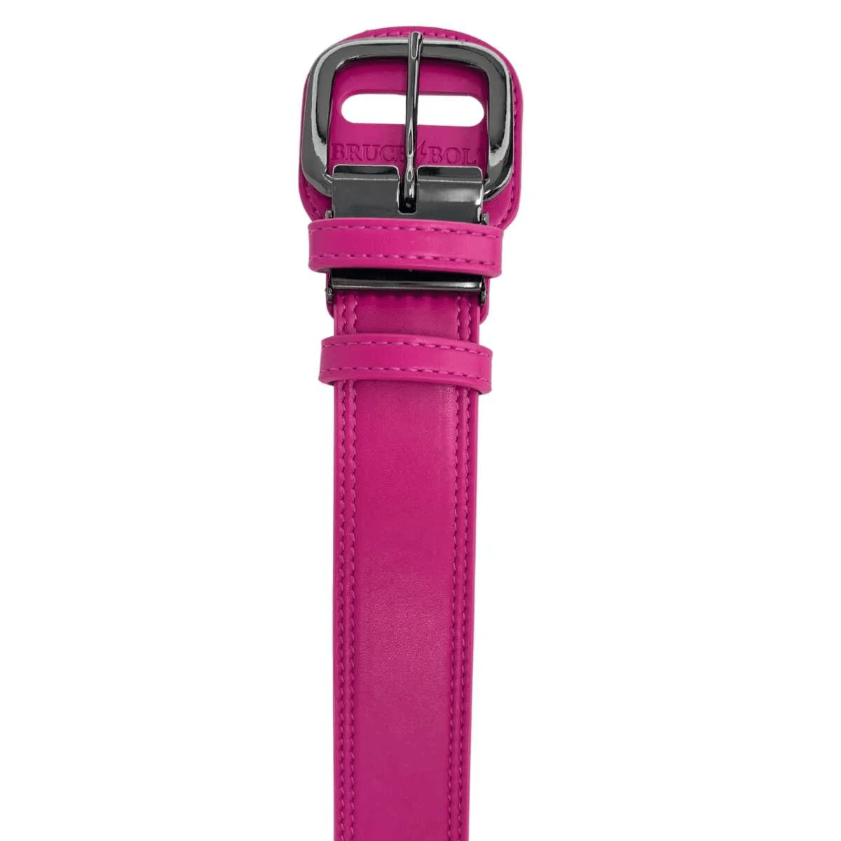 Bruce Bolt Adjustable Belt in pink with a coated alloy buckle, showcasing durable synthetic leather material.