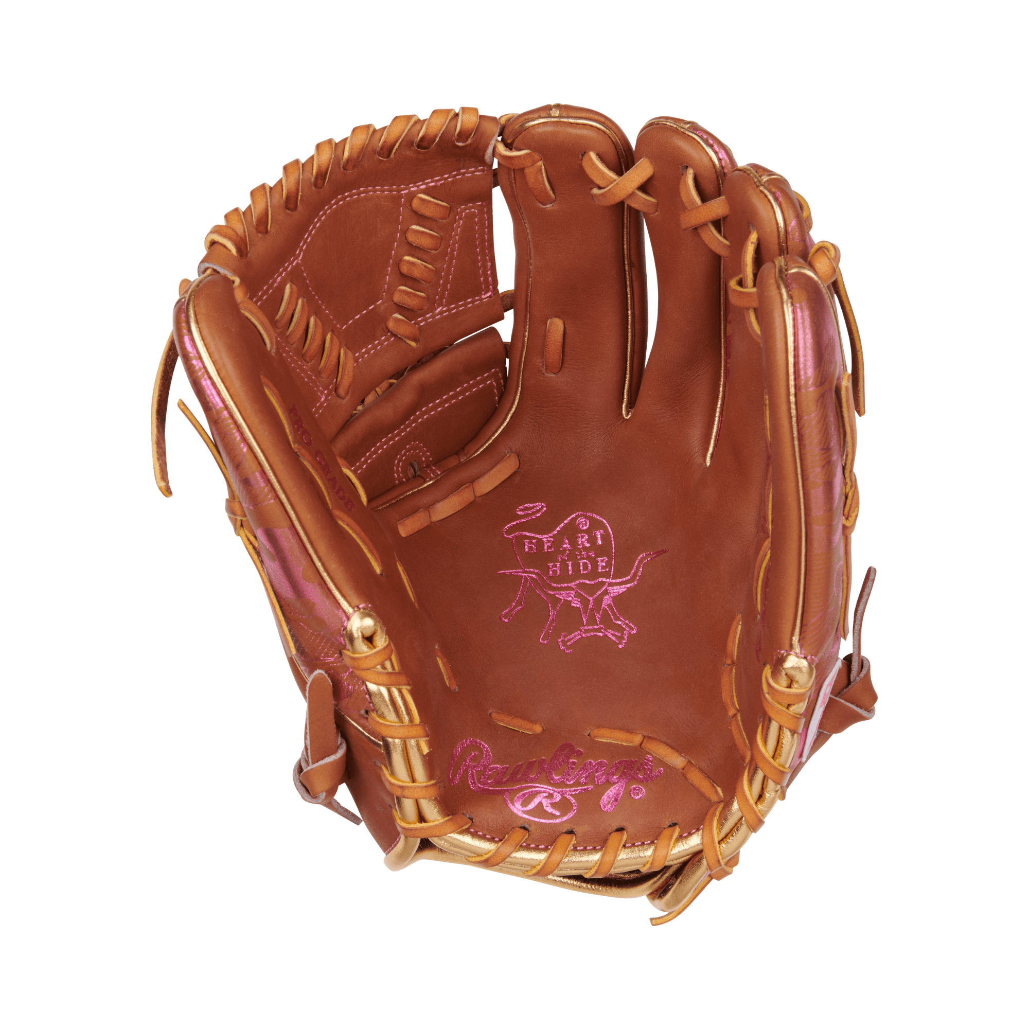 Detailed palm view of the Rawlings 11.75'' Utility Glove with factory break-in Heart of the Hide leather for immediate gameplay