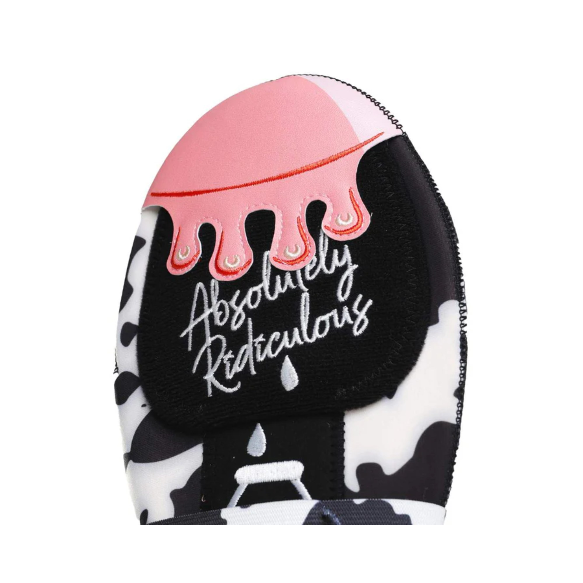 Absolutely Ridiculous The Milk It Sliding Mitt top view highlighting protective plates and Milk It artwork