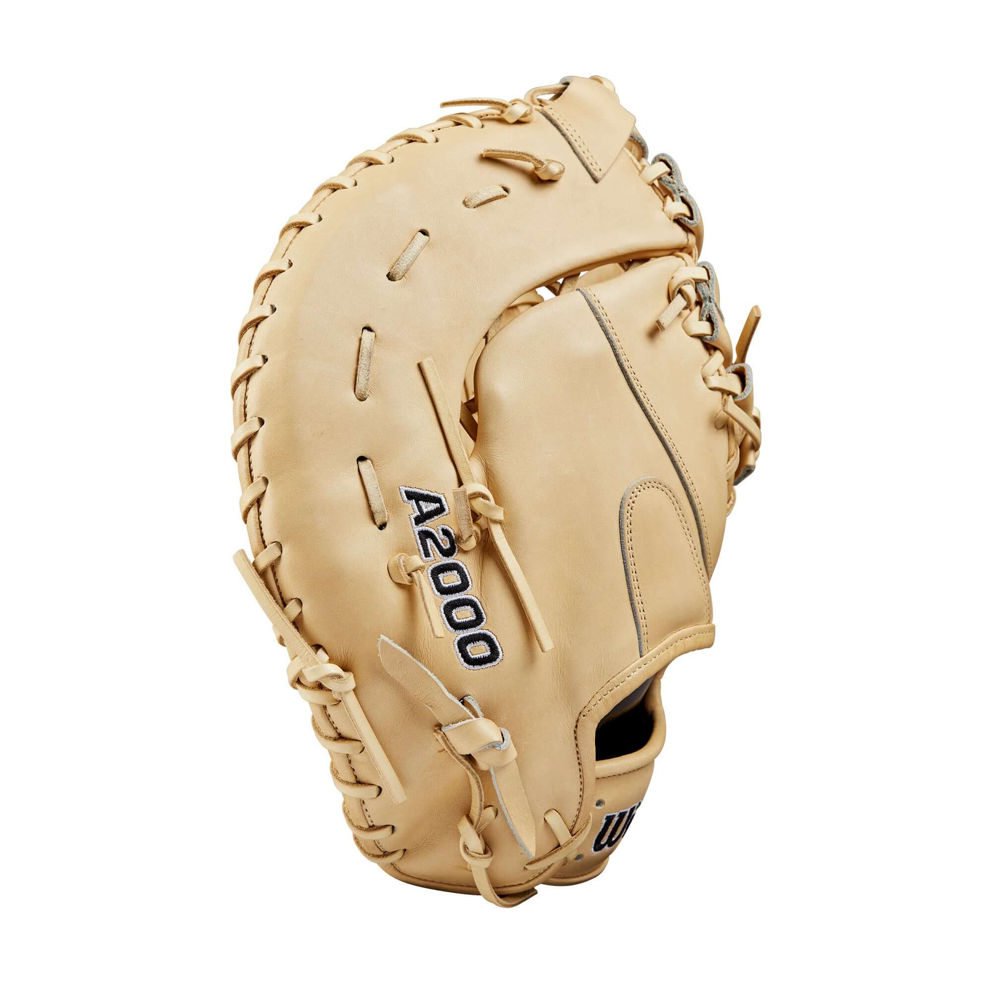 Wilson A2000 1679 Blonde 12.5" first base mitt, premium Pro Stock leather for infield play.
