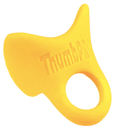 ThumbPRO thumb guard in bright yellow, designed for comfort and protection for batters in baseball or softball.