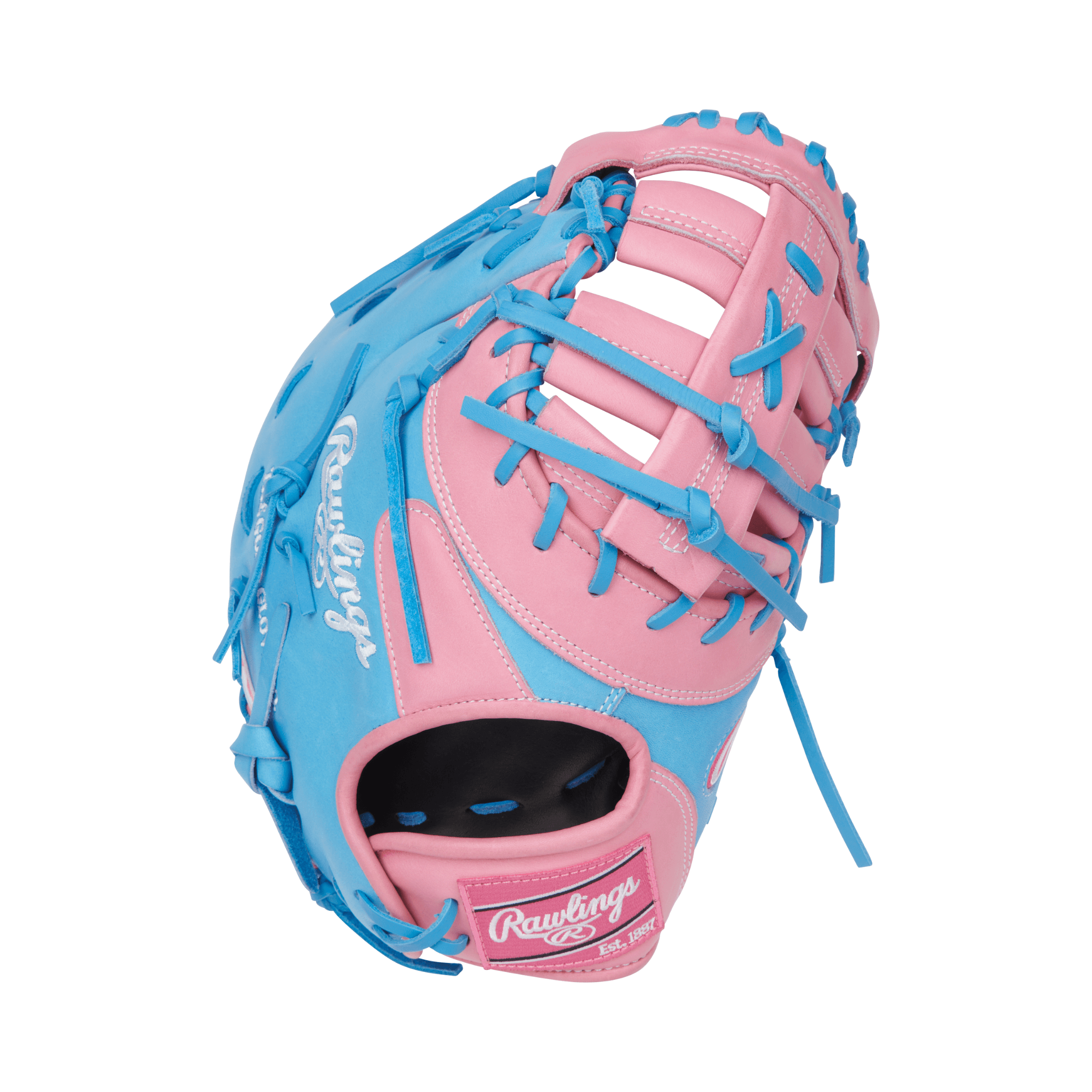 Rawlings Heart of the Hide Baseball First Base Mitt 12.25" Pink/Columbia Blue