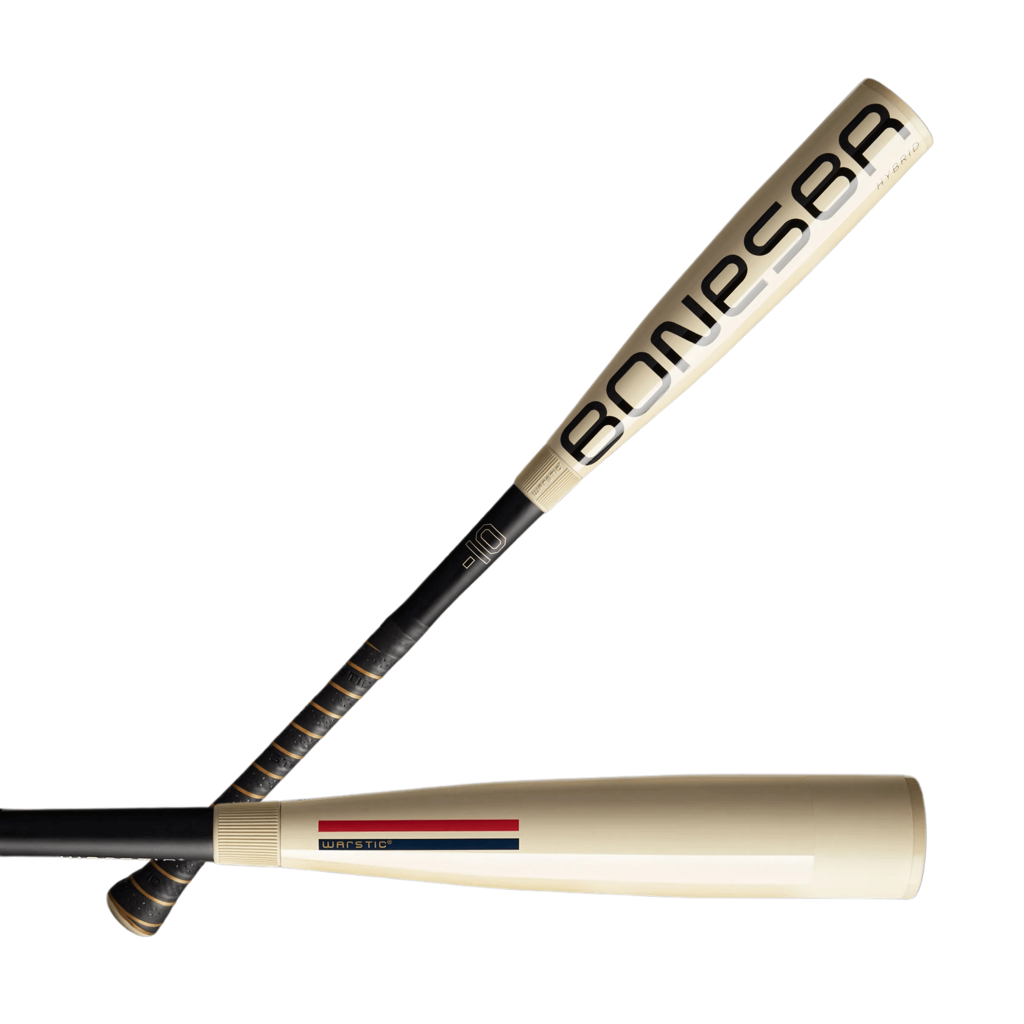Warstic 2025 Bonesaber Hybrid USA Metal Baseball Bat in ivory color, showcasing sleek design and advanced technology.