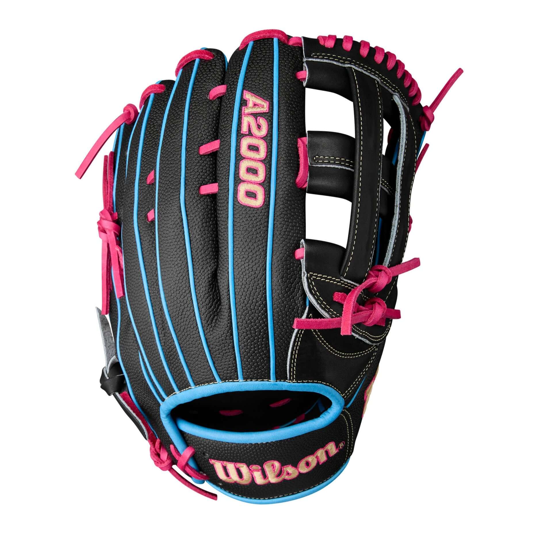 Back view of the Wilson A2000 1777 highlighting lightweight SuperSkin™ material and bold Wilson logos