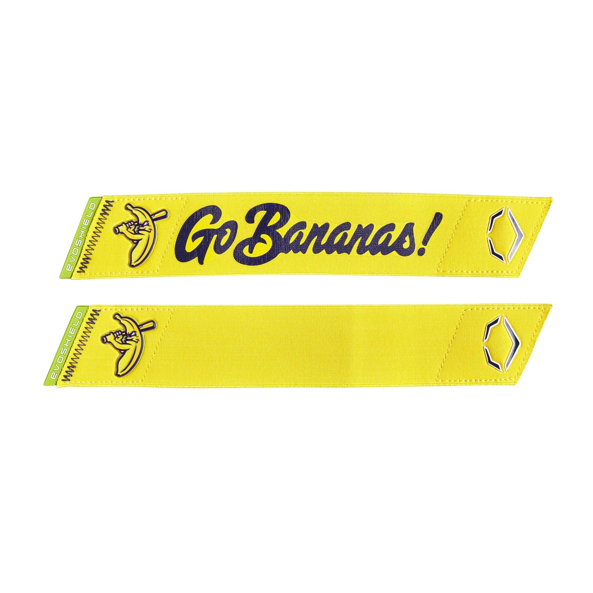 Yellow "Go Bananas!" wristbands featuring banana graphics, perfect for fans supporting the Savannah Bananas.
