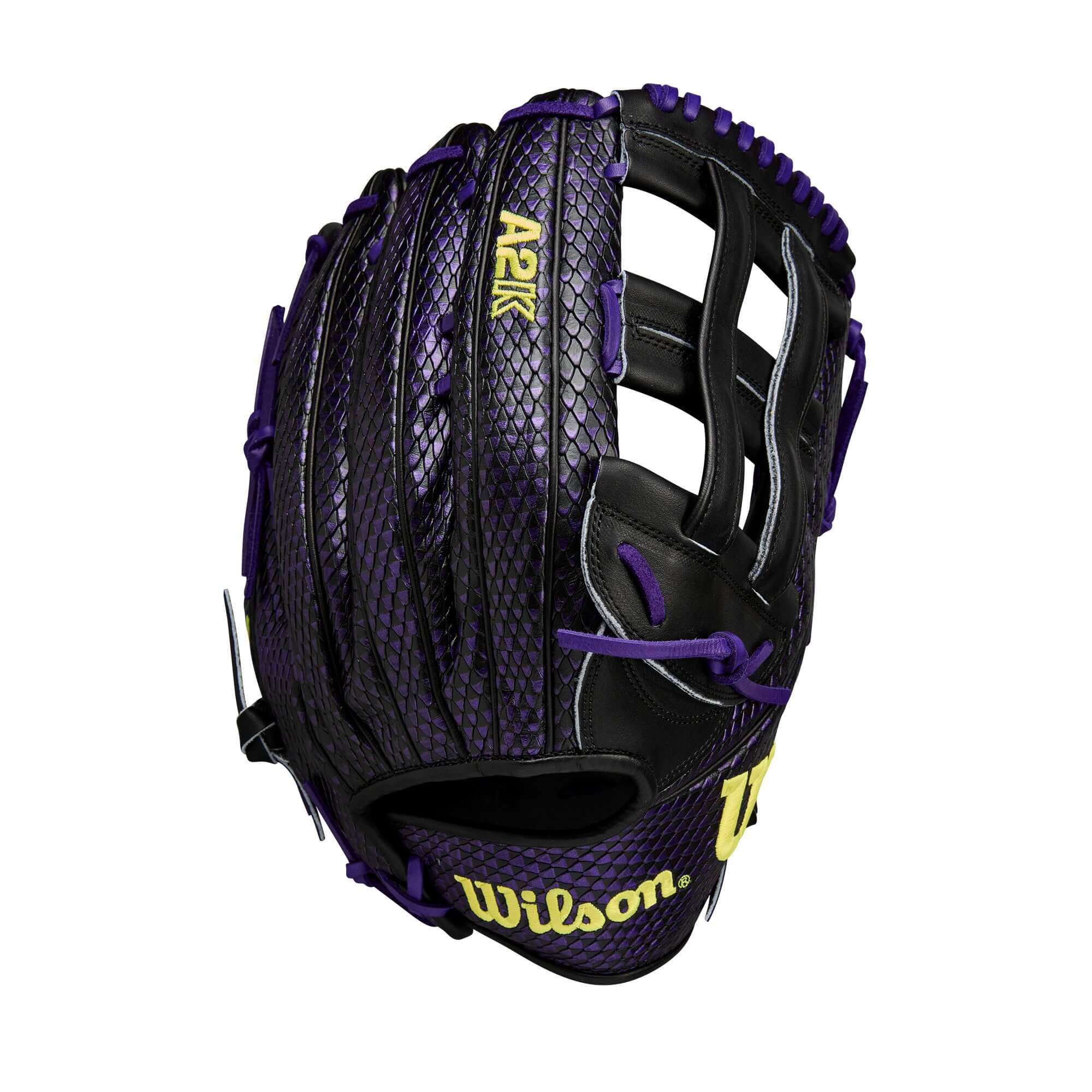 Back view of the Wilson A2K BD9 with Metallic Purple & Black SnakeSkin for added style and durability.
