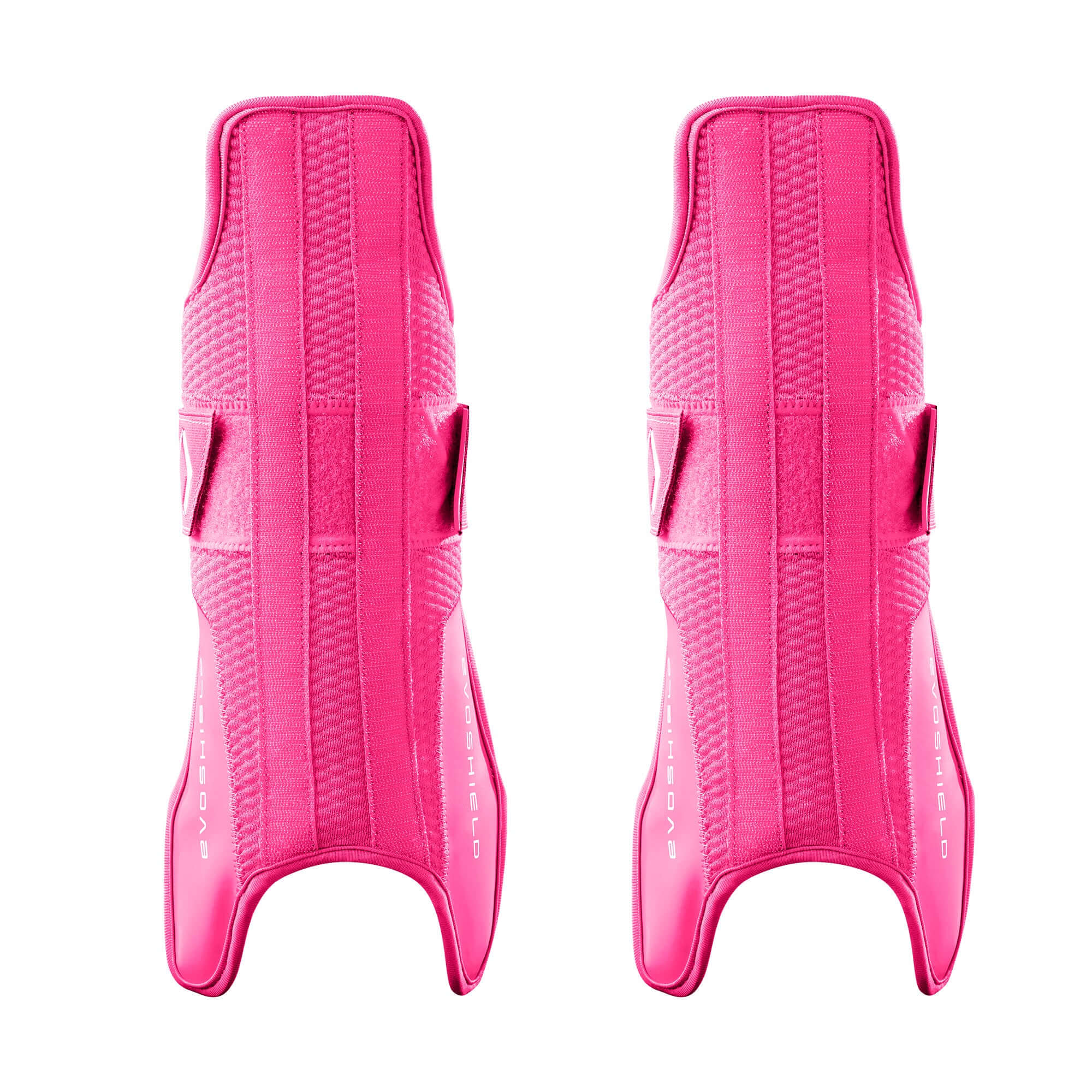 EvoShield Pro-SRZ 2.0 Catcher's Lower Leg Guards in vibrant pink, featuring Gel-to-Shell technology for enhanced protection.