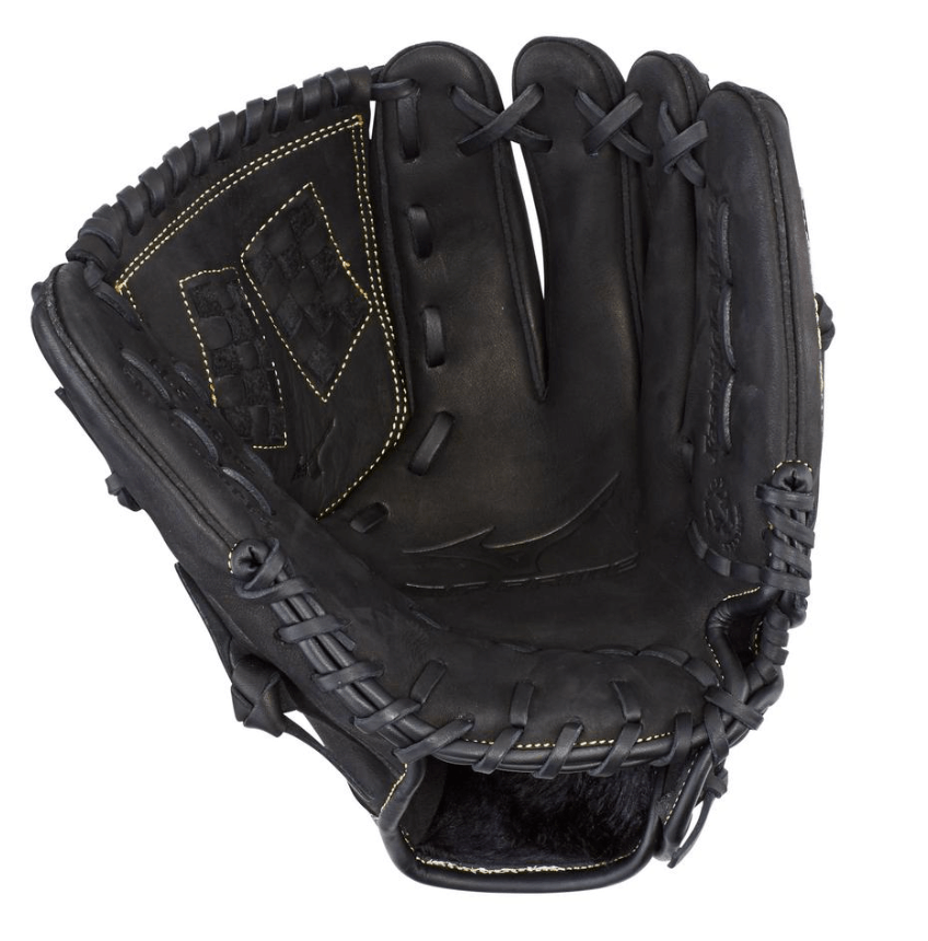 Mizuno MVP Prime 11.5" Fastpitch Softball Glove in black, designed for optimal performance and easy break-in.