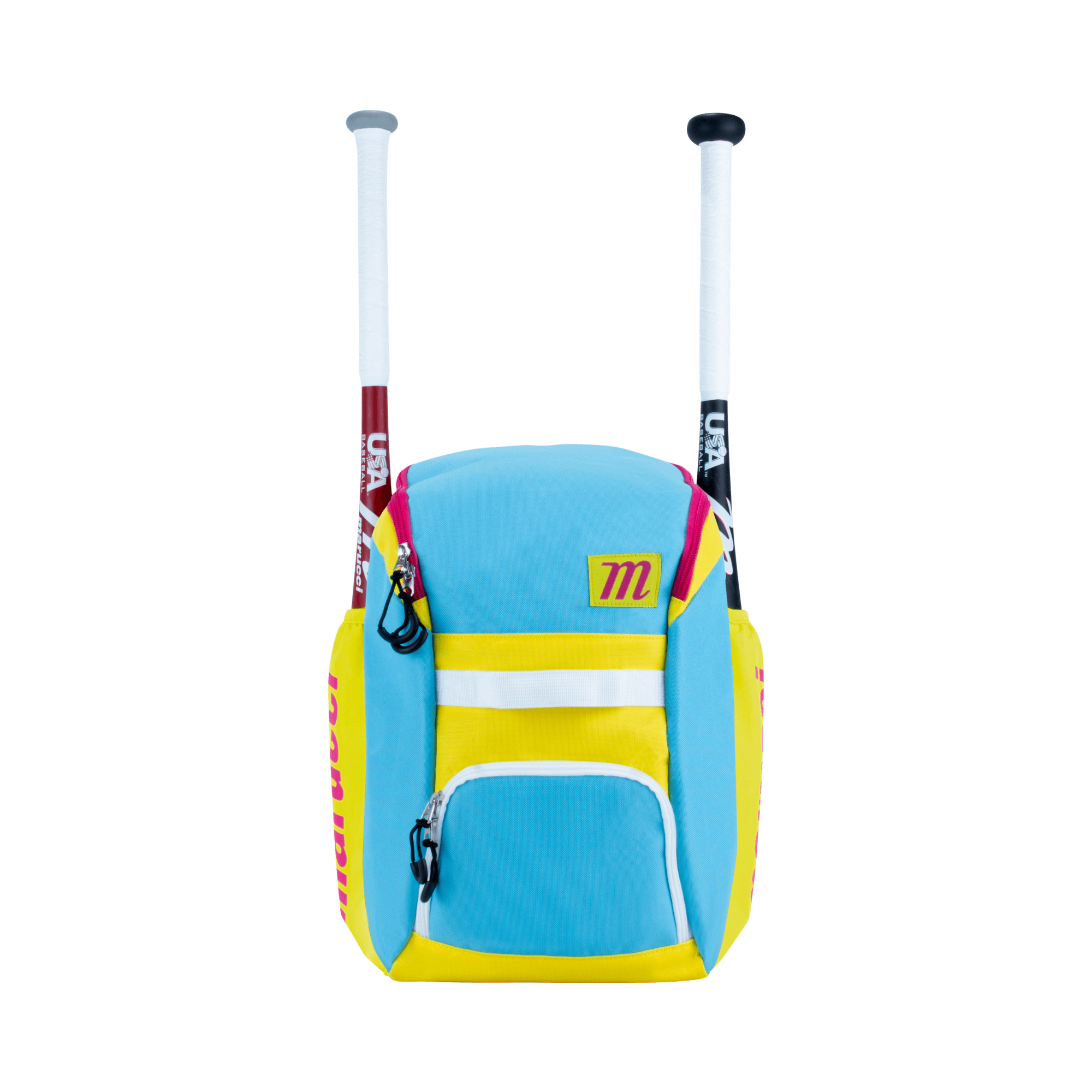 Marucci Foxtrott T-Ball Bat Pack in Columbia/Yellow with two bats, designed for young players' gear and equipment.