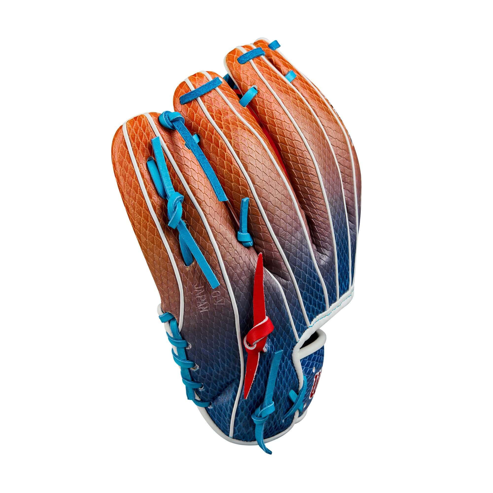 Wilson Summer 2025 A2K 1786SS infield baseball glove in navy/red gradient, 11.5 inches for fast play.