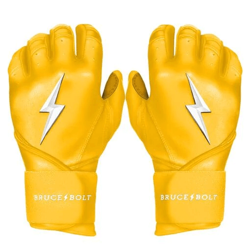 Bruce Bolt Premium Pro Long Cuff Batting Gloves Yellow