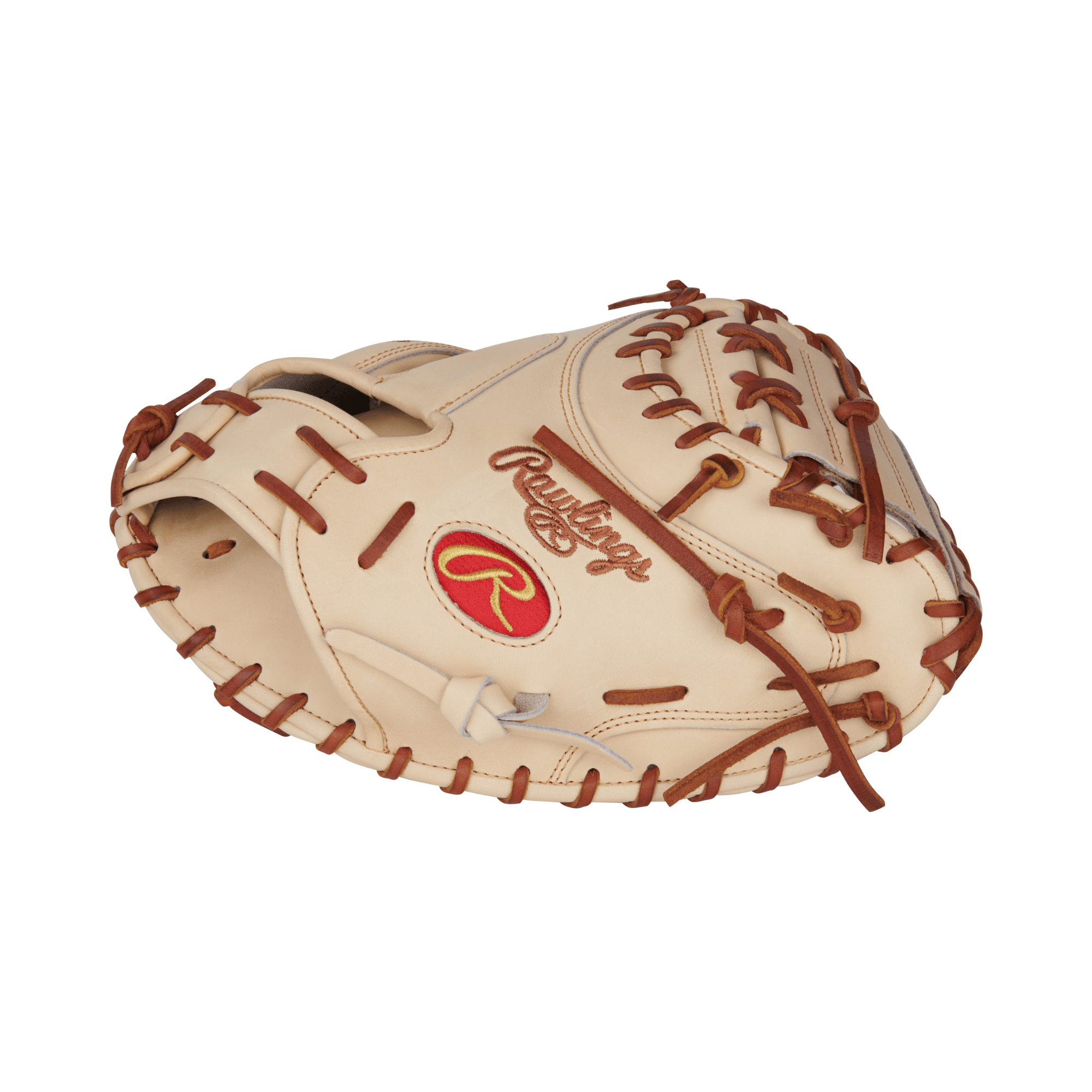 Rawlings Heart of the Hide Series Y. Molina Catcher's Mitt 34" in camel, designed for youth baseball players.