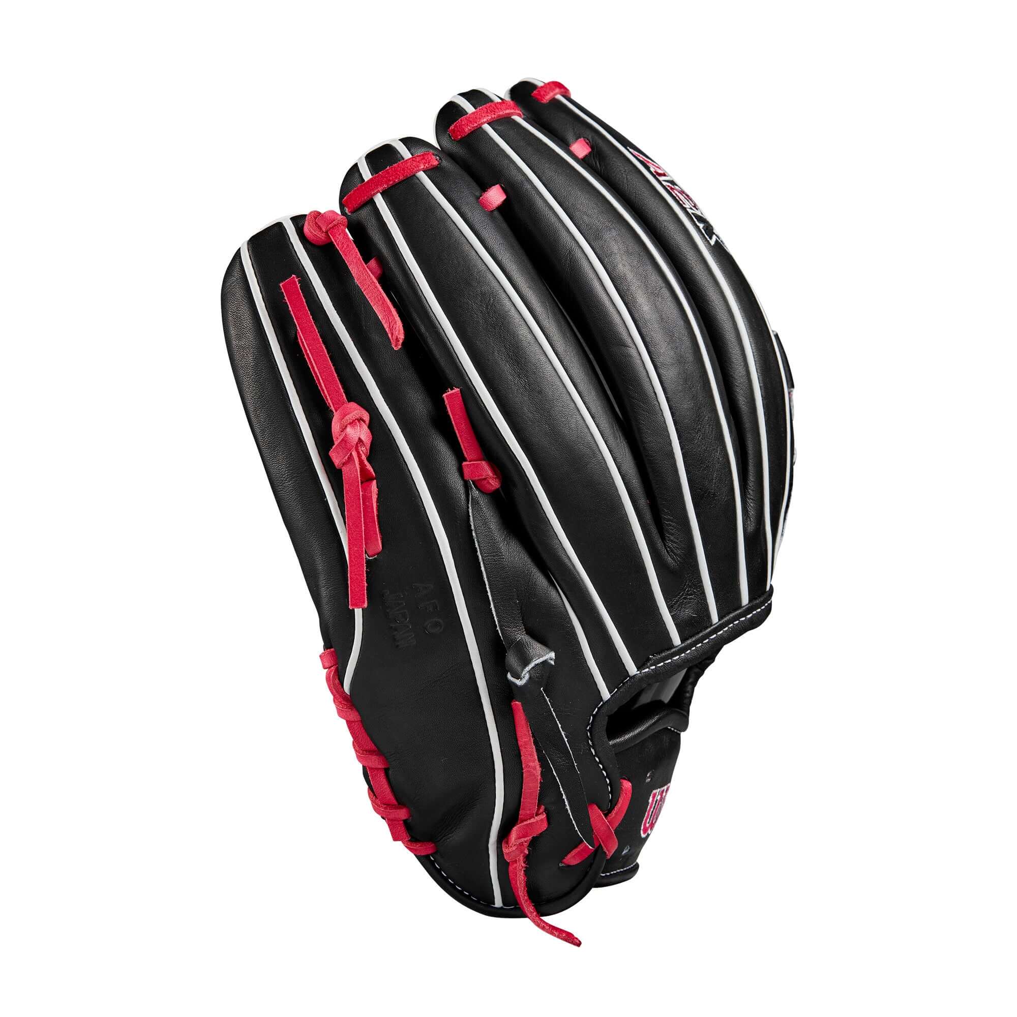 Wilson A2K B23 Pitcher's Baseball Glove in black with pink accents, designed for superior fit and performance.
