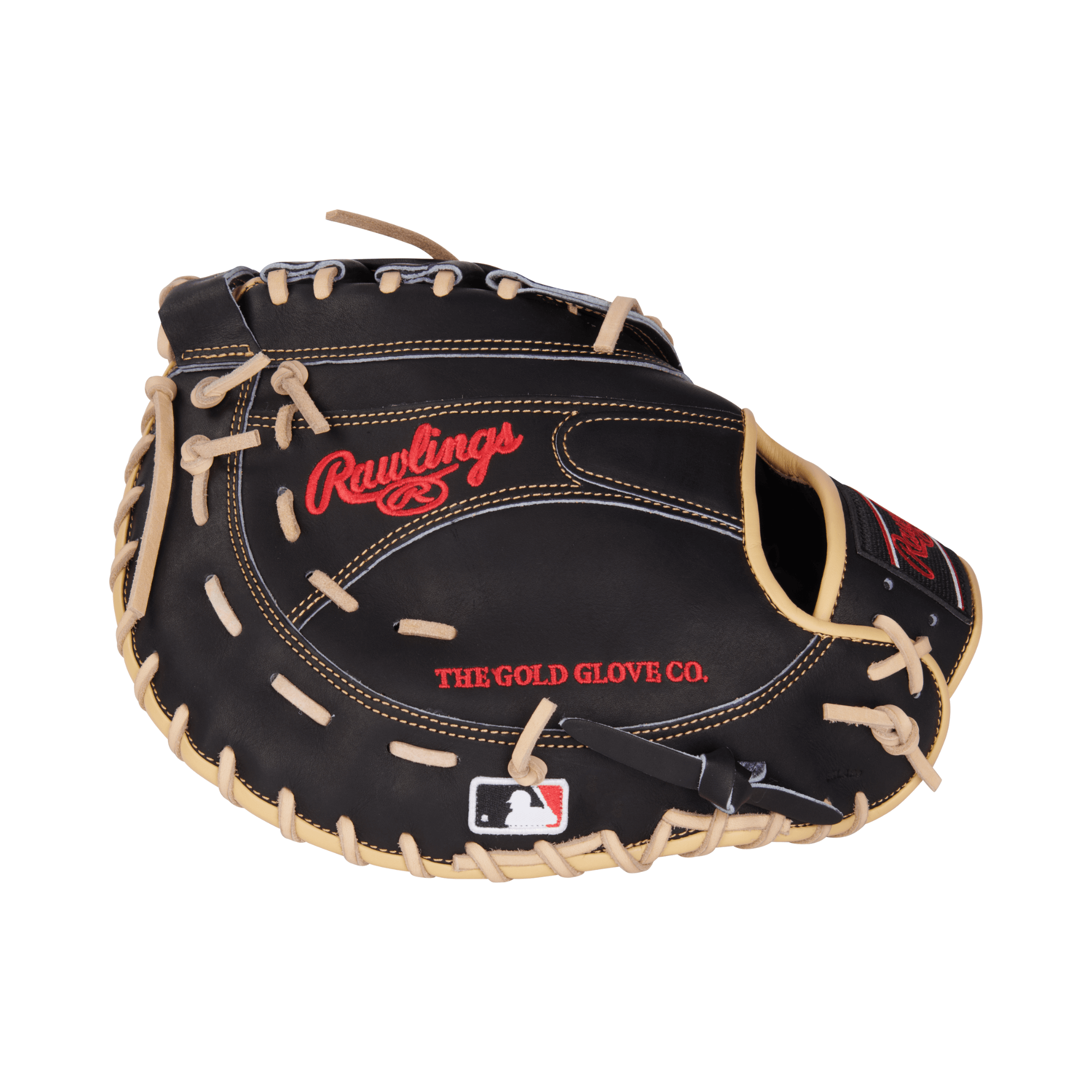 Rawlings Heart of the Hide 12.5" First Base Mitt in black with tan lacing, ideal for enhancing defensive baseball skills.