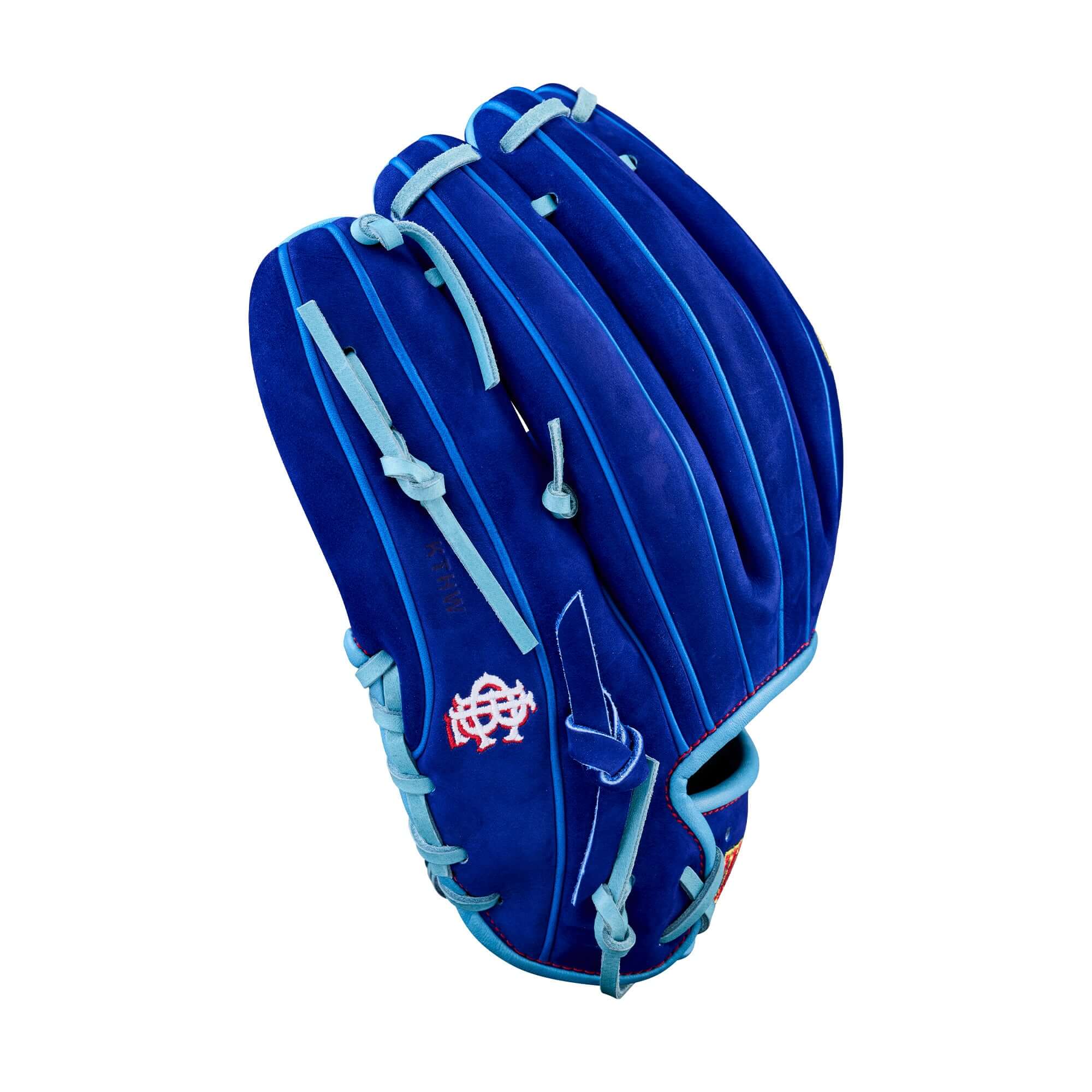 Wilson Big Rally Blue Raspberry A2000 1786 11.5 Infield Baseball Glove in vibrant blue with unique design.